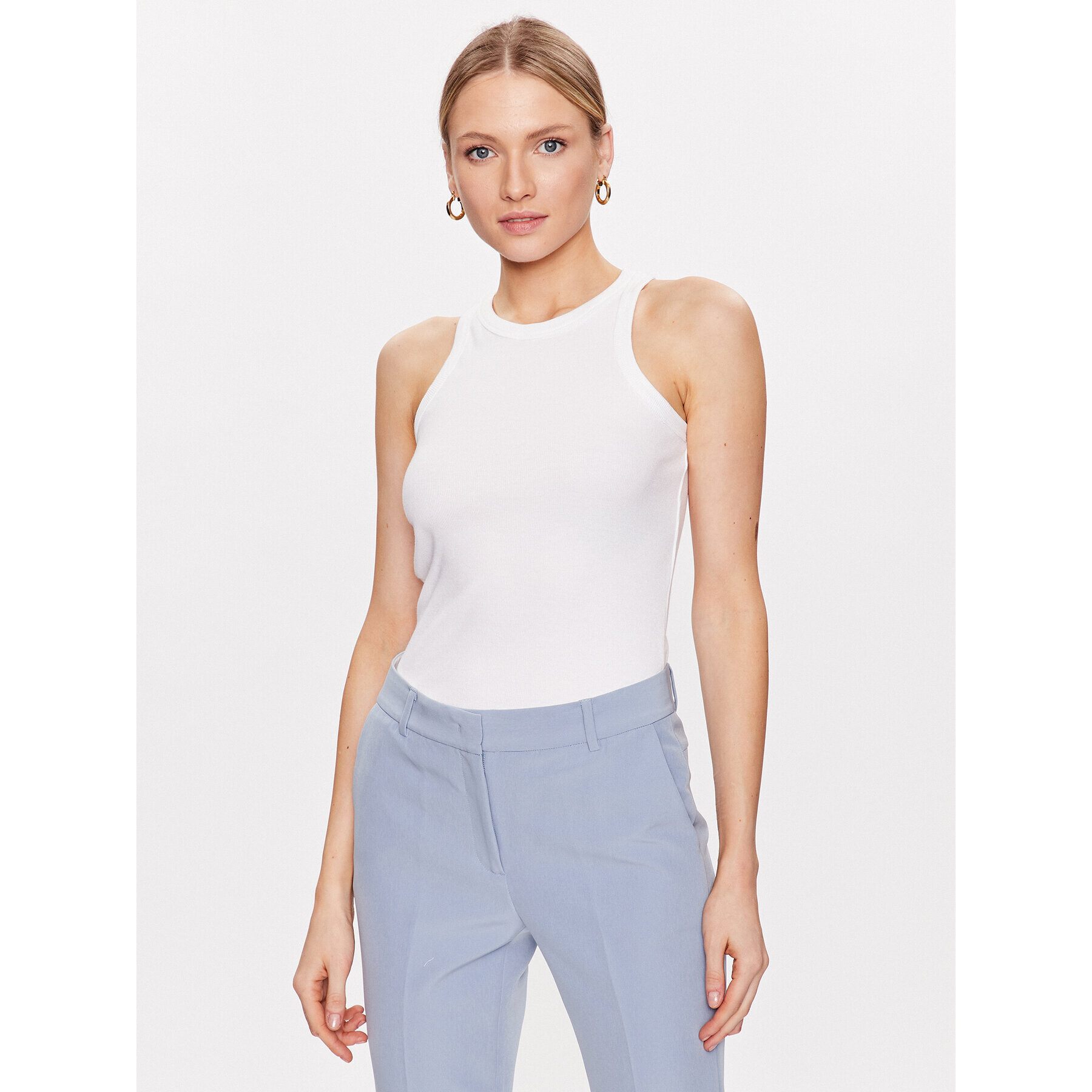 Bruuns Bazaar Мъжки топ Katy Rib BBW2378 Бял Slim Fit - Pepit.bg