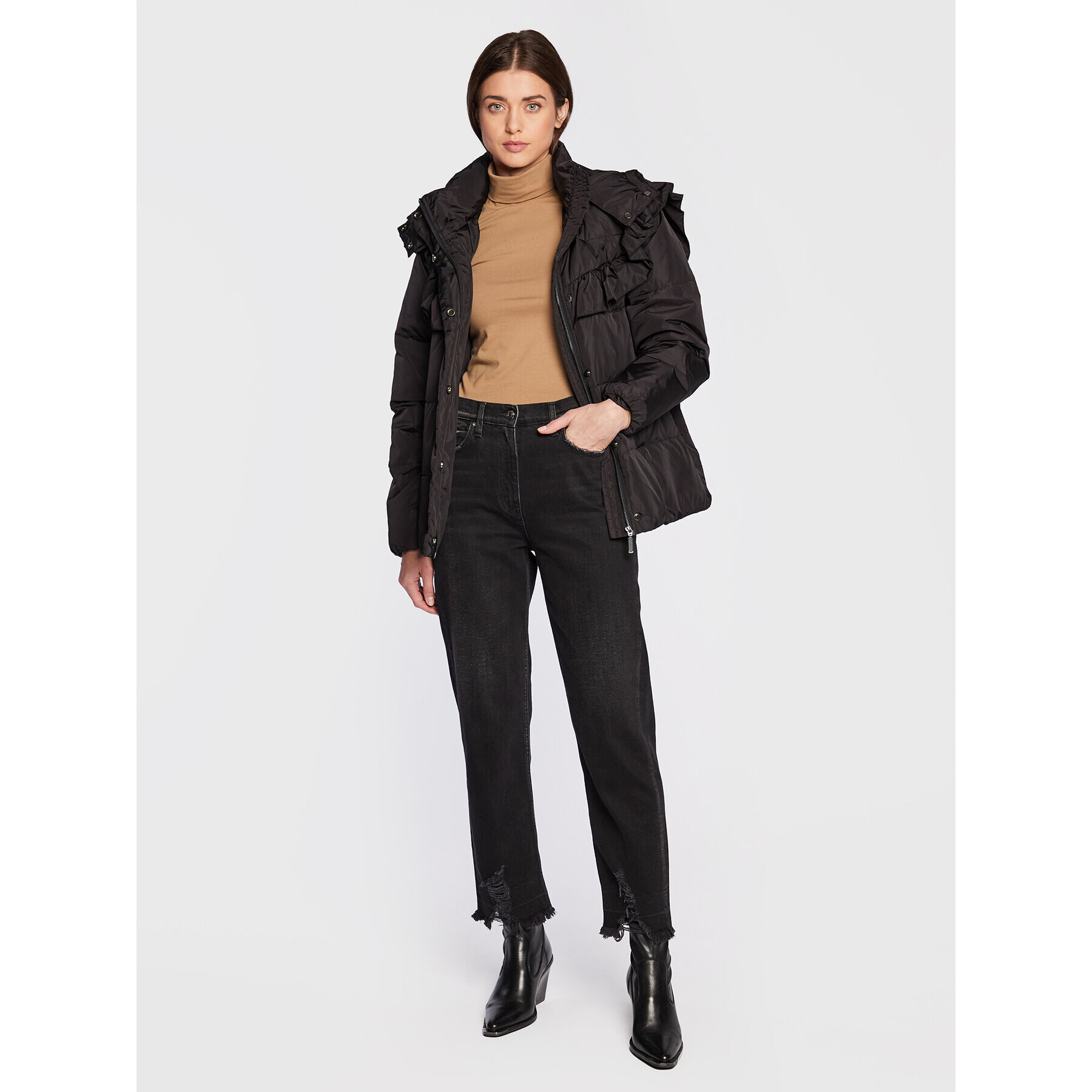 Bruuns Bazaar Пухено яке Down Lenina BBW2992 Черен Regular Fit - Pepit.bg