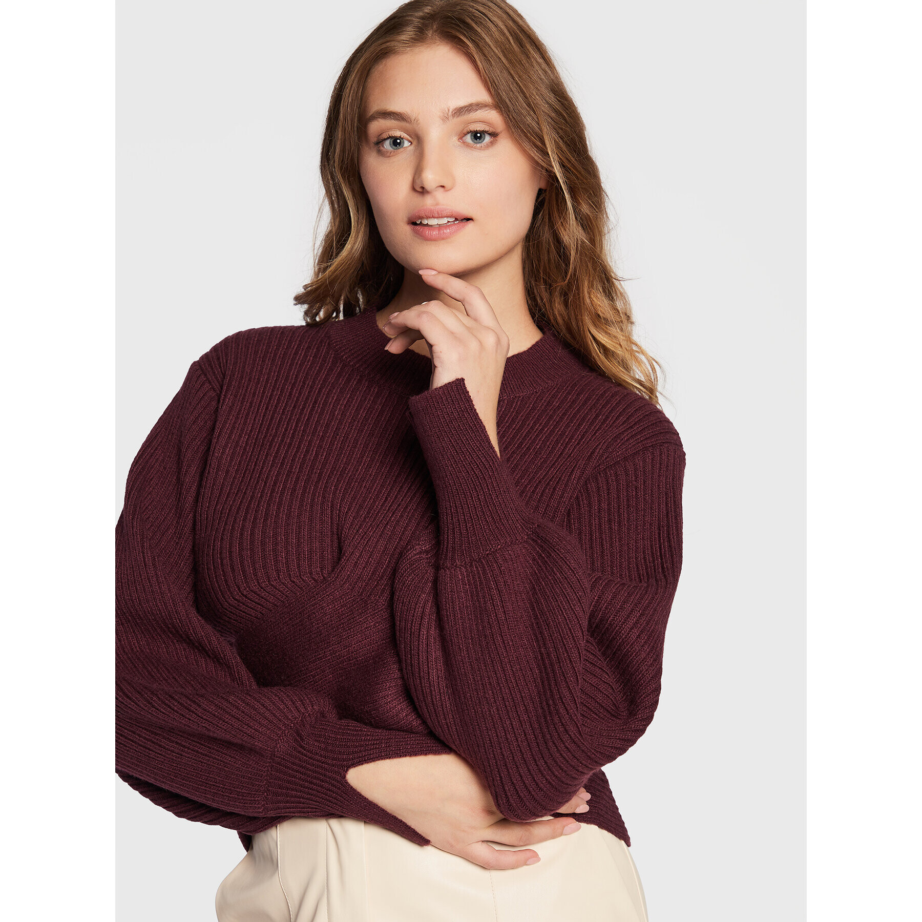 Bruuns Bazaar Пуловер Irina BBW3027 Бордо Regular Fit - Pepit.bg