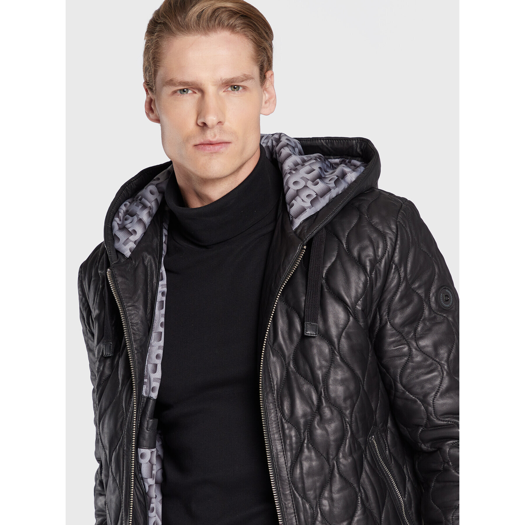 Bugatti Кожено яке 222 046 Черен Regular Fit - Pepit.bg