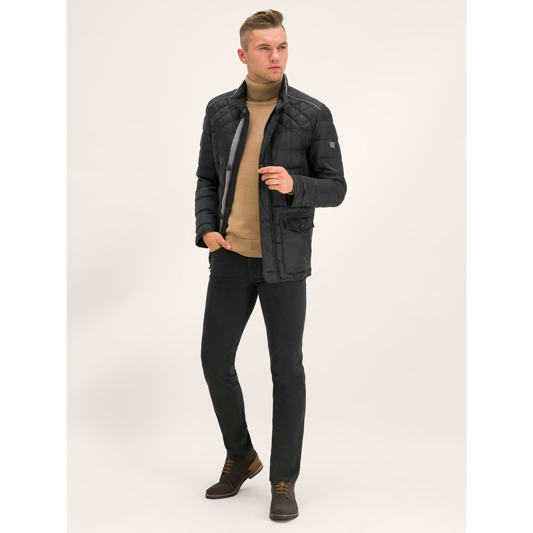Bugatti Пухено яке 470800 49010 Черен Regular Fit - Pepit.bg