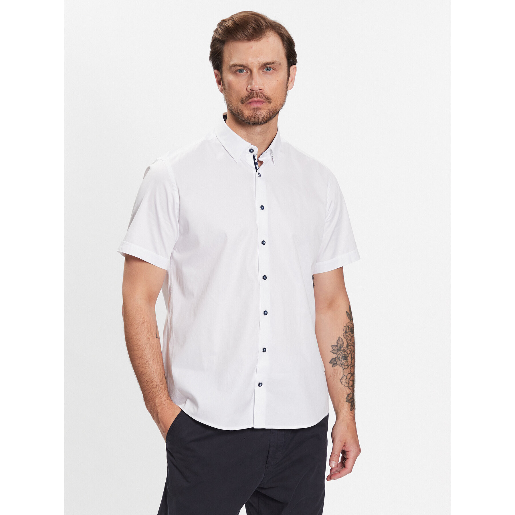 Bugatti Риза 9850 38520 Бял Regular Fit - Pepit.bg