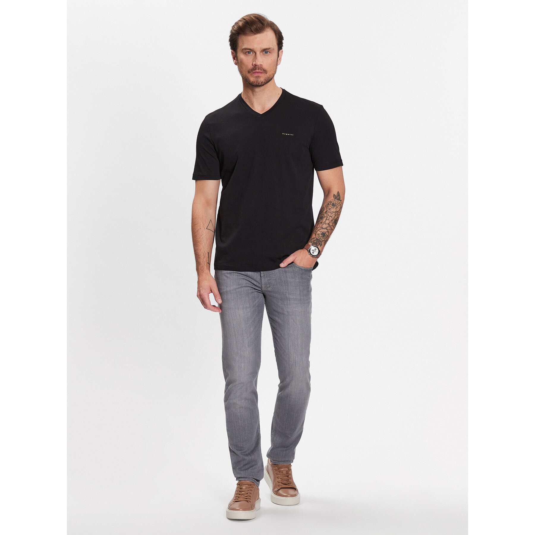 Bugatti Тишърт 8450 35190 Черен Slim Fit - Pepit.bg