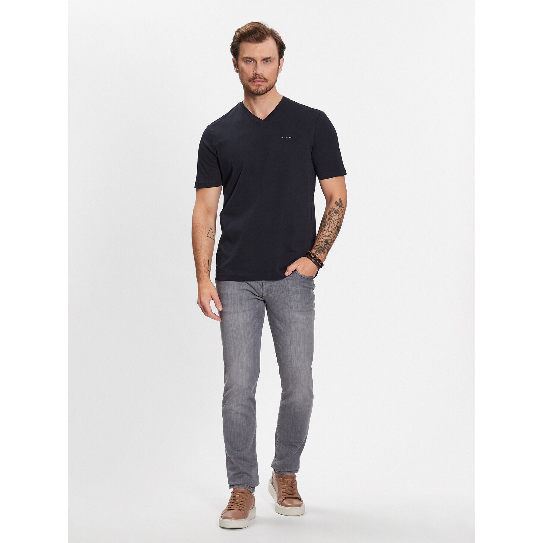 Bugatti Тишърт 8450 35190 Тъмносин Slim Fit - Pepit.bg