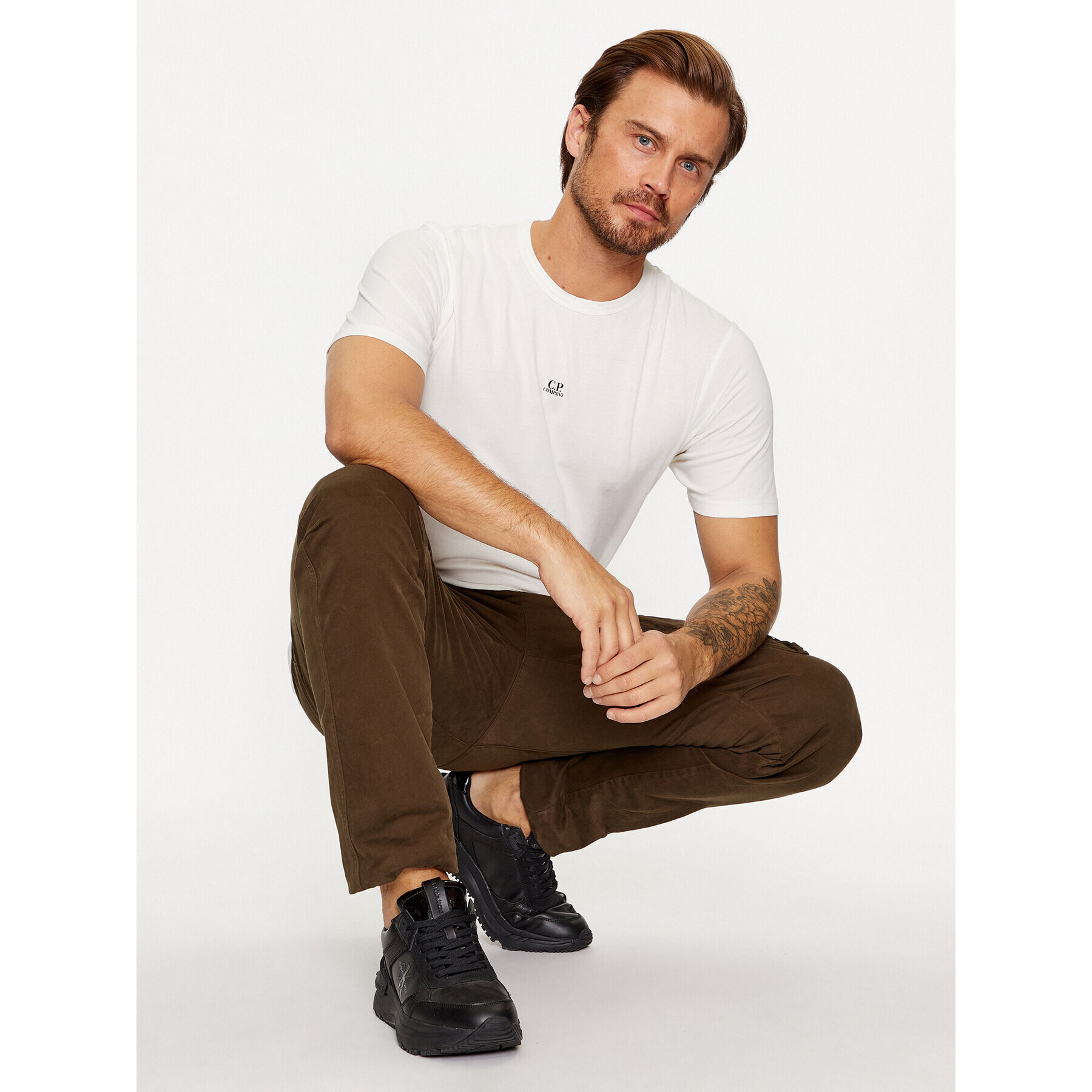 C.P. Company Тишърт 15CMTS107A 005431G Екрю Regular Fit - Pepit.bg
