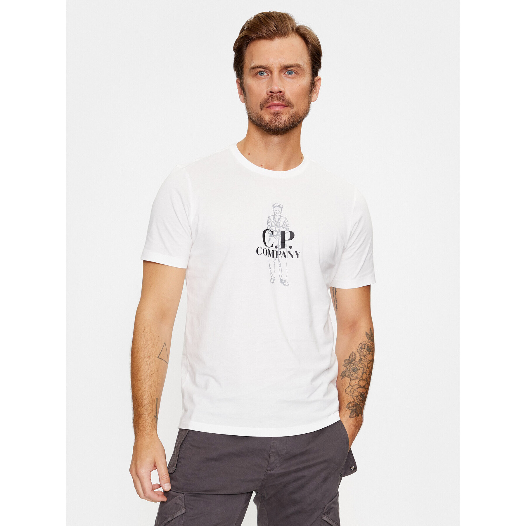 C.P. Company Тишърт 15CMTS140A 005100W Бял Regular Fit - Pepit.bg