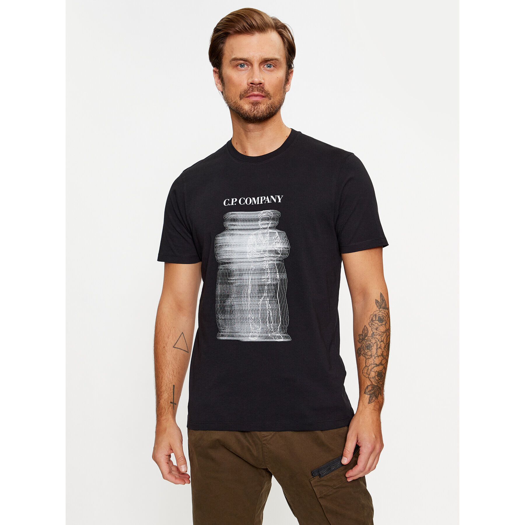 C.P. Company Тишърт 15CMTS242A 006586W Черен Regular Fit - Pepit.bg