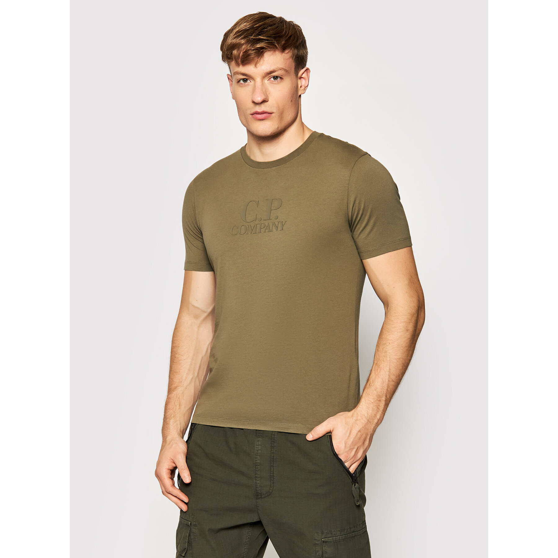 C.P. Company Тишърт Classic Logo 11CMTS218A 005100W Зелен Regular Fit - Pepit.bg