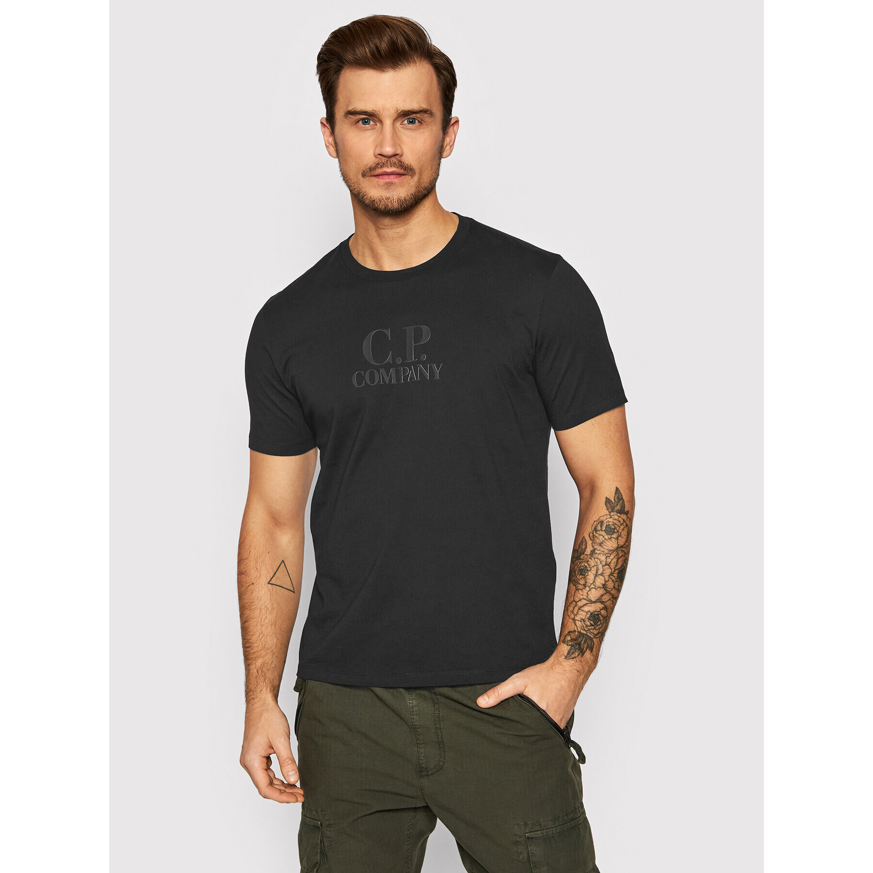 C.P. Company Тишърт Classic Logo 11CMTS218A005100W Черен Regular Fit - Pepit.bg