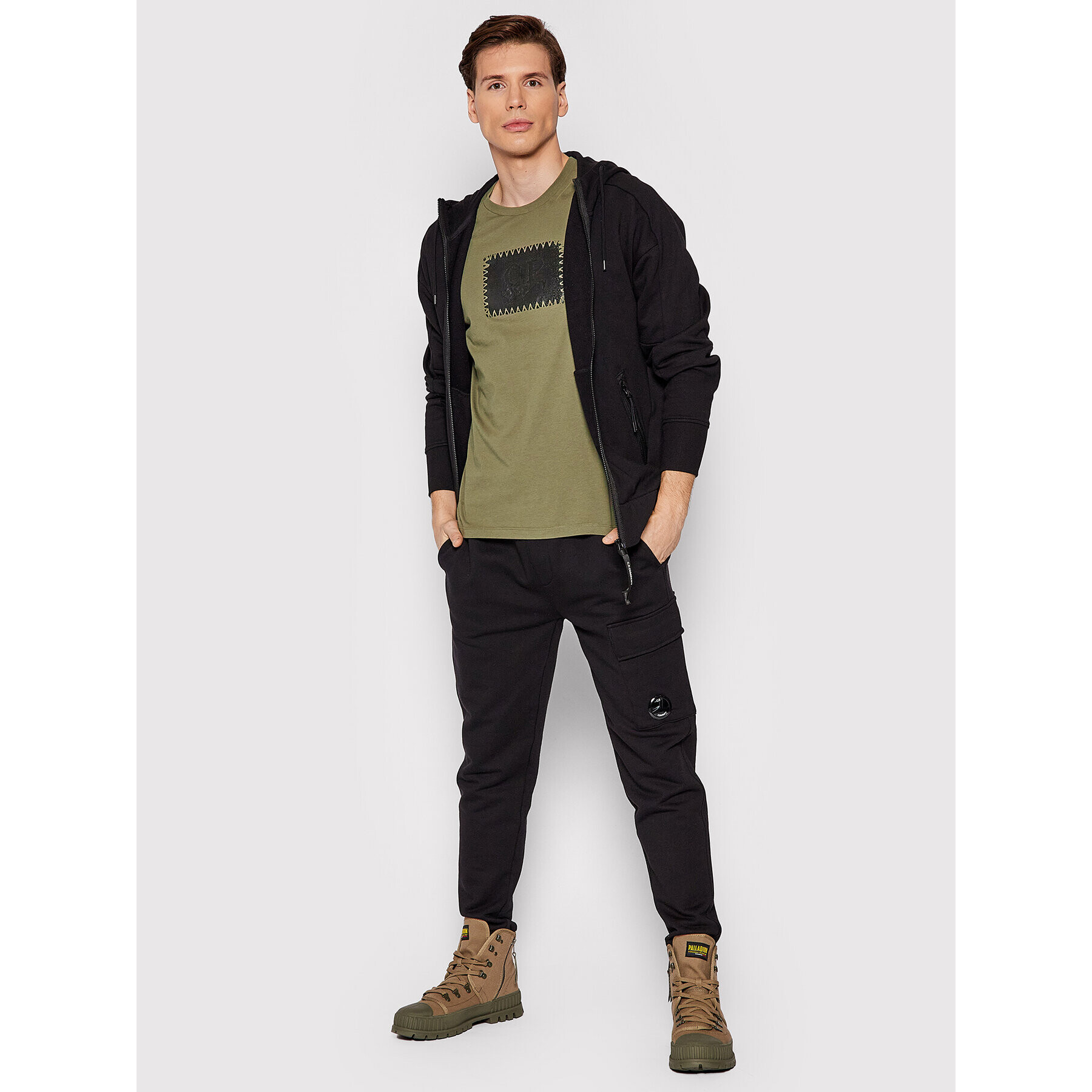 C.P. Company Тишърт Label Logo 11CMTS246A 005100W Зелен Regular Fit - Pepit.bg