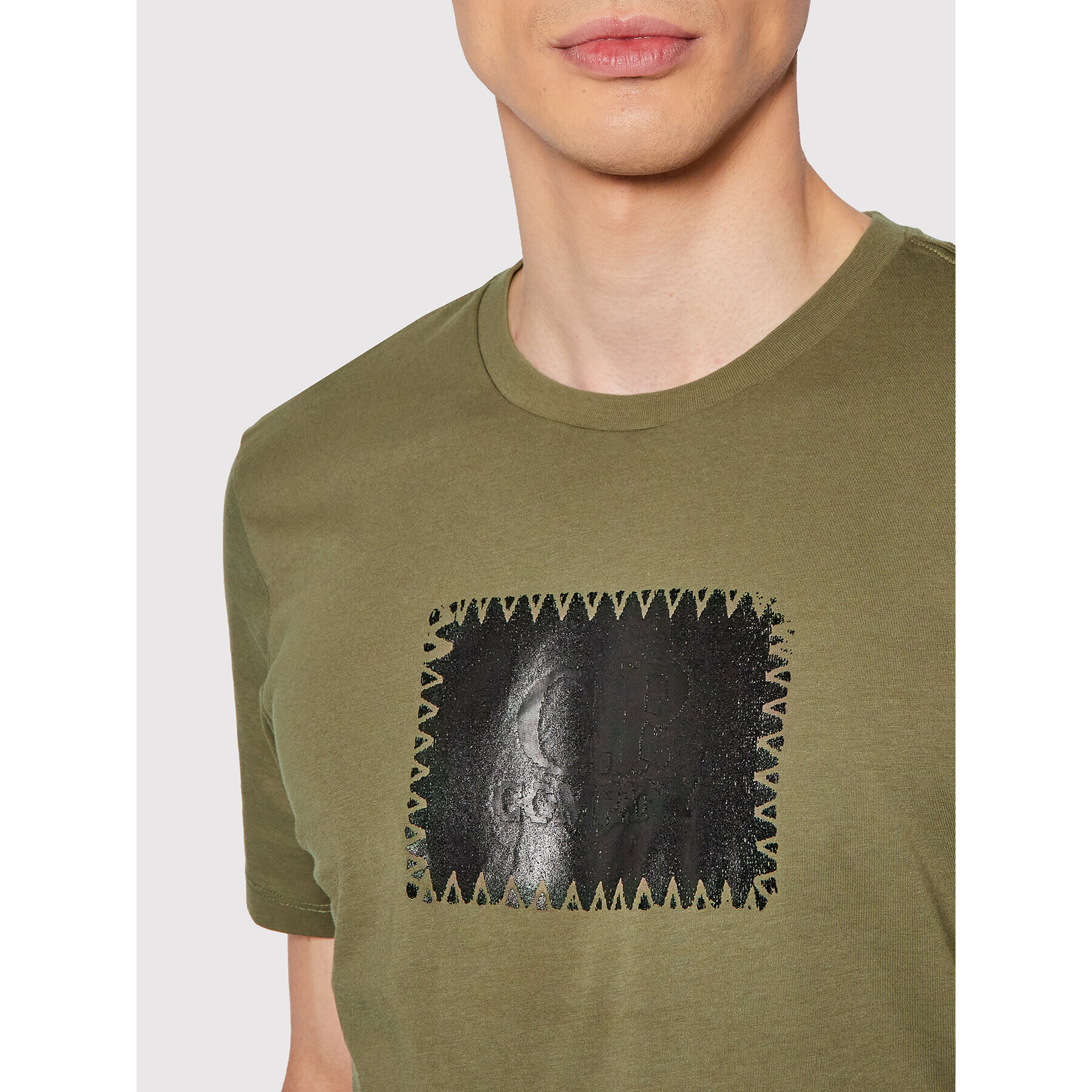 C.P. Company Тишърт Label Logo 11CMTS246A 005100W Зелен Regular Fit - Pepit.bg