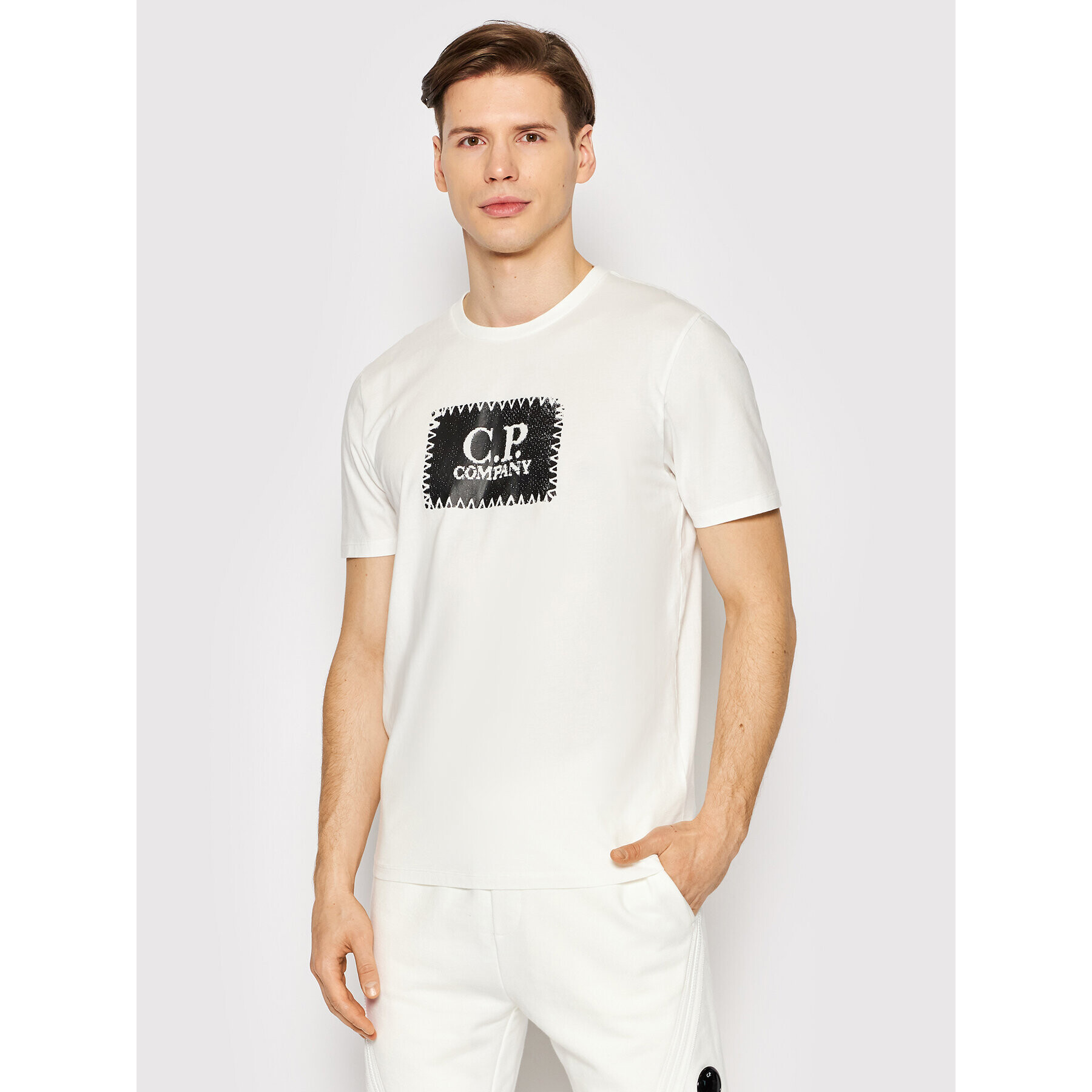 C.P. Company Тишърт Logo 12CMTS042A 005100W Бял Regular Fit - Pepit.bg