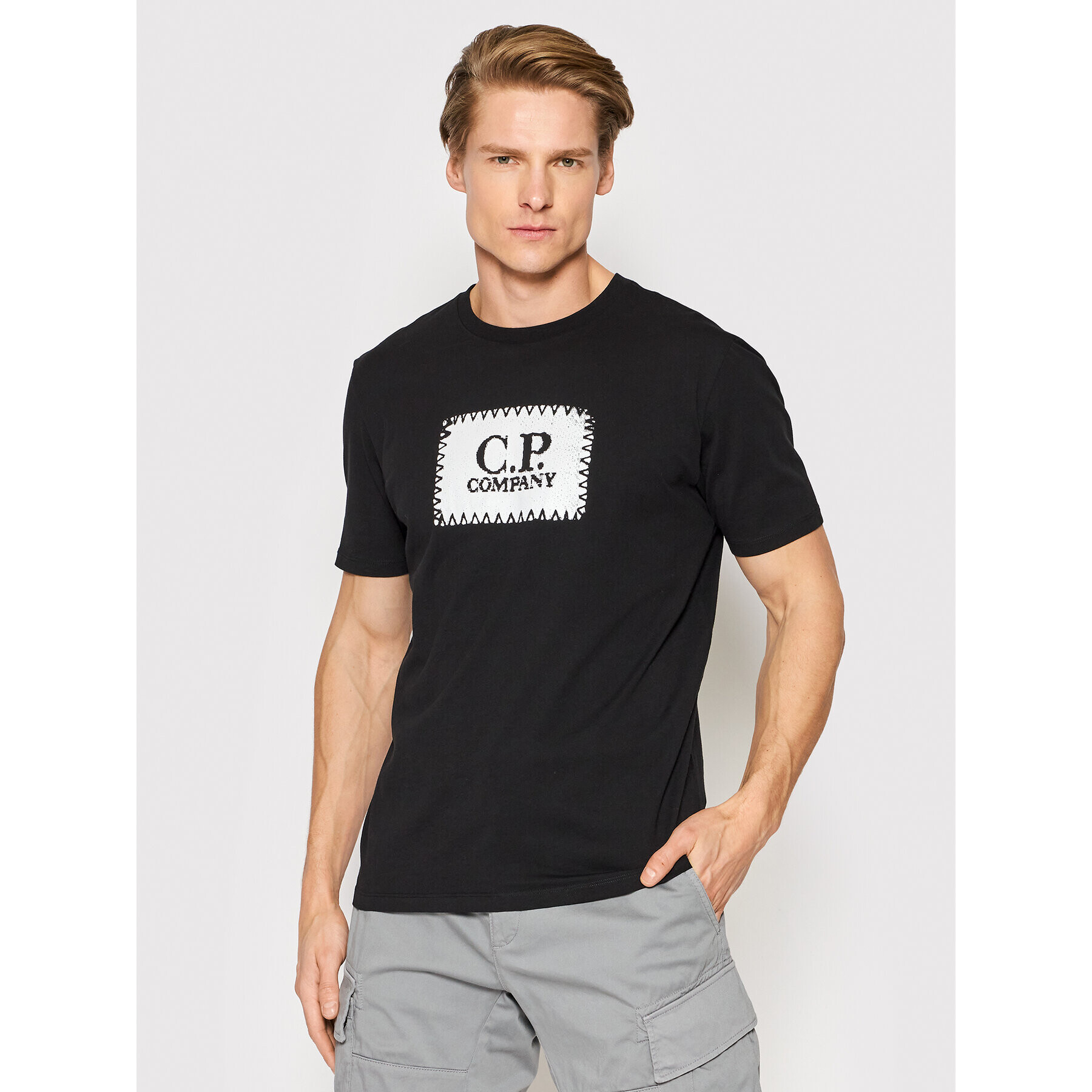 C.P. Company Тишърт Logo 12CMTS042A 005100W Черен Regular Fit - Pepit.bg
