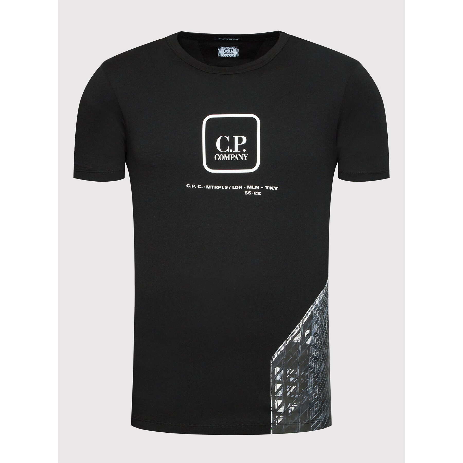 C.P. Company Тишърт Logo 12CMTS194A 005100W Черен Regular Fit - Pepit.bg