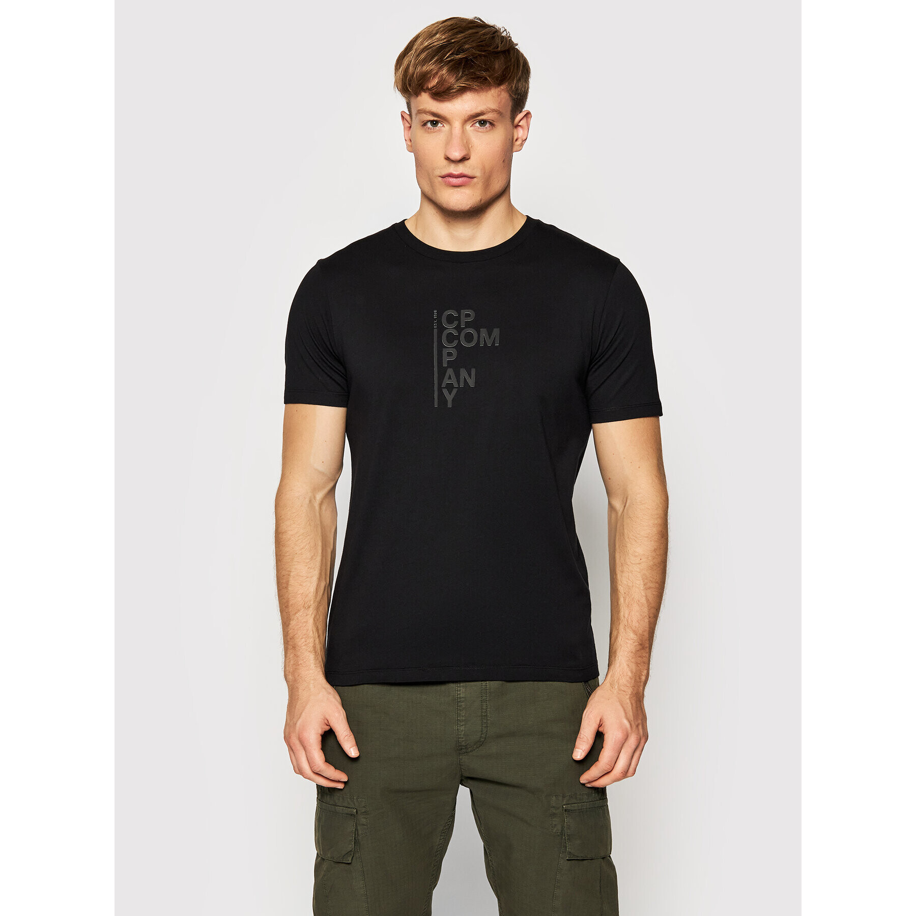 C.P. Company Тишърт Vertical Logo 11CMTS043A 005100W Черен Regular Fit - Pepit.bg