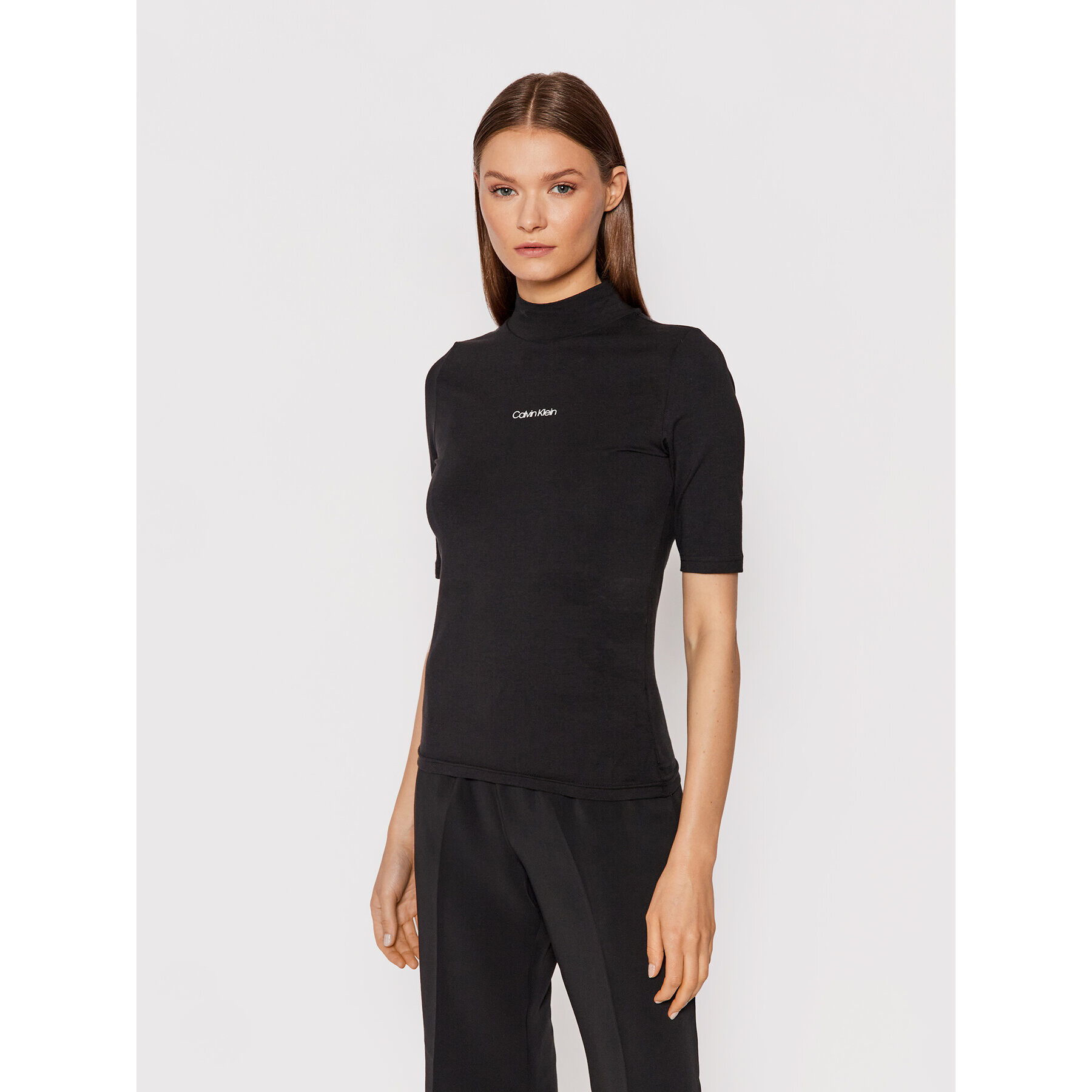 Calvin Klein Блуза Mock K20K203114 Черен Slim Fit - Pepit.bg