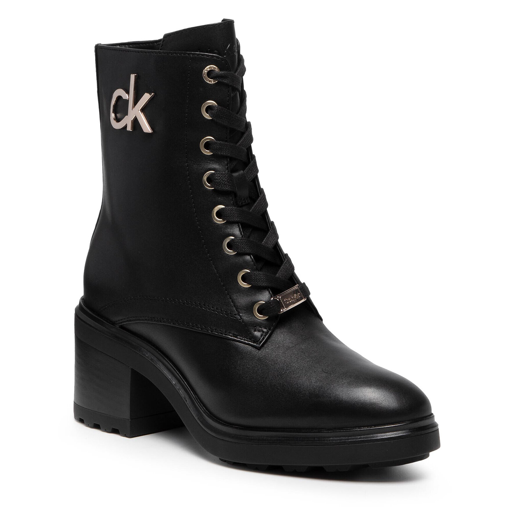 Calvin Klein Боти Cleat Lace Up Ankle 36 HW0HW00587 Черен - Pepit.bg