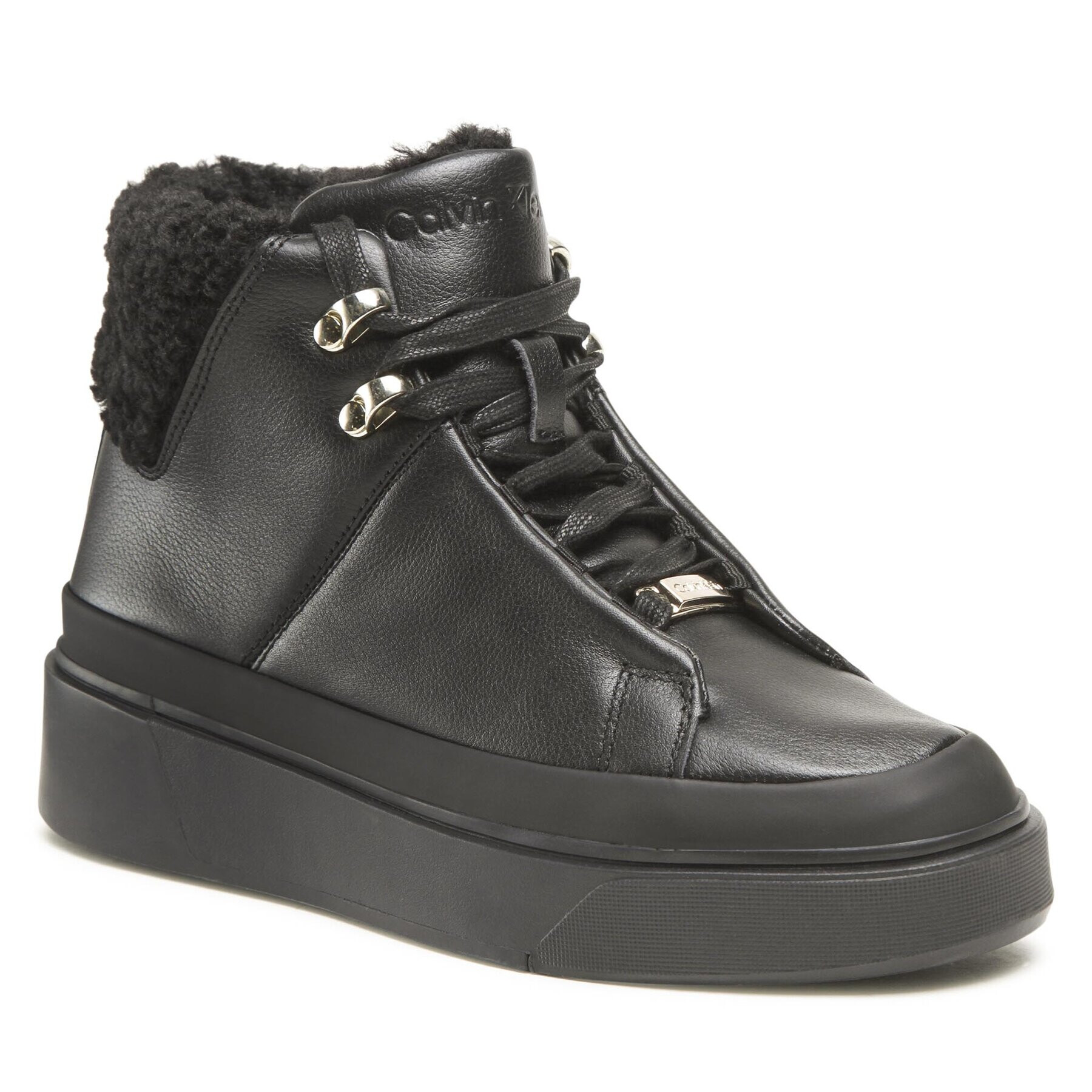 Calvin Klein Боти Heel Cupsole Hi Top WlHW0HW01208 Черен - Pepit.bg