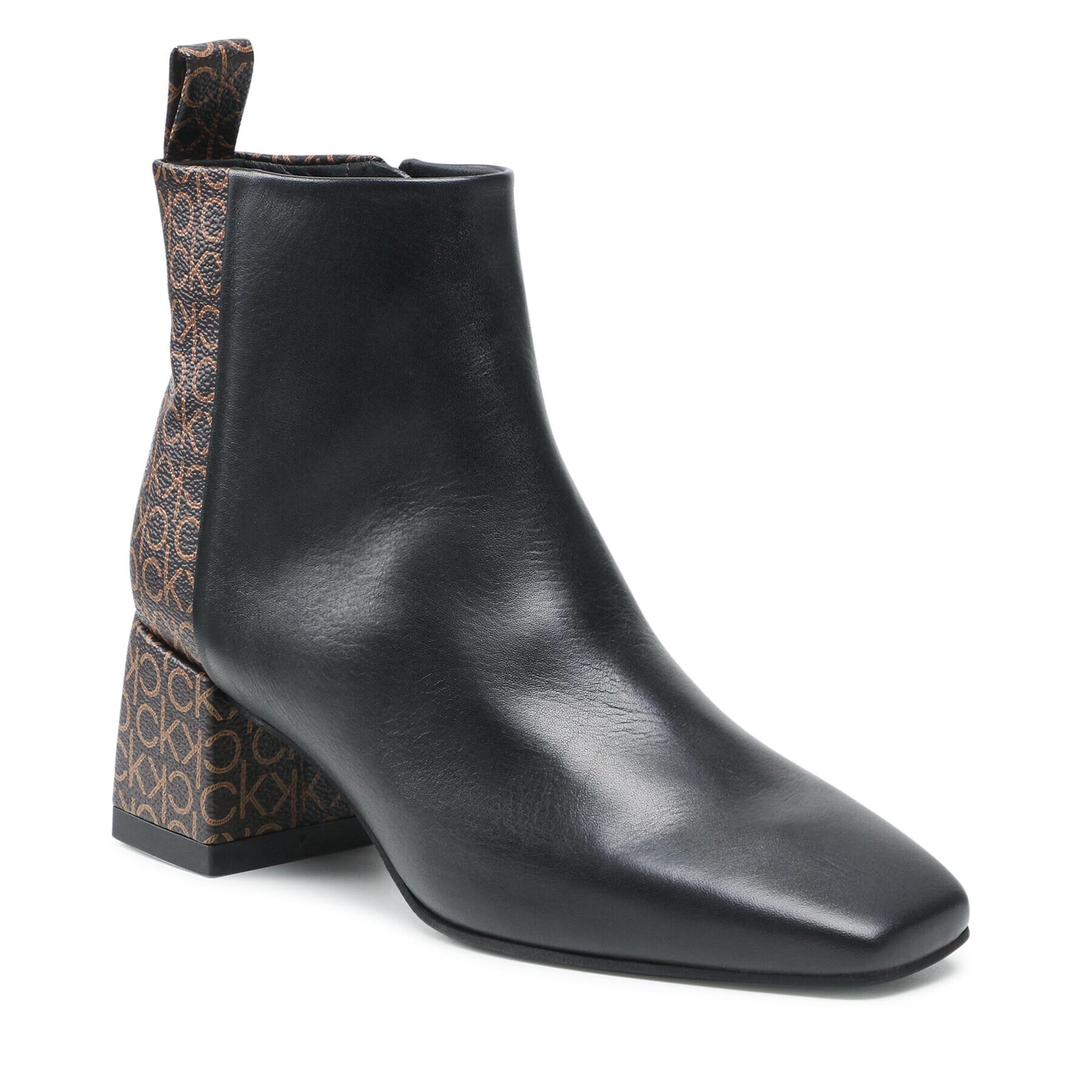 Calvin Klein Боти Squared Ankle Boot 55 Mono Mix HW0HW00612 Черен - Pepit.bg