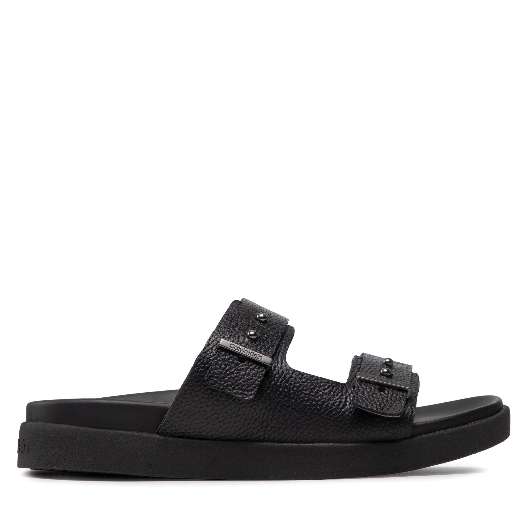 Calvin Klein Чехли Double Strap Sandal Lth HM0HM00467 Черен - Pepit.bg