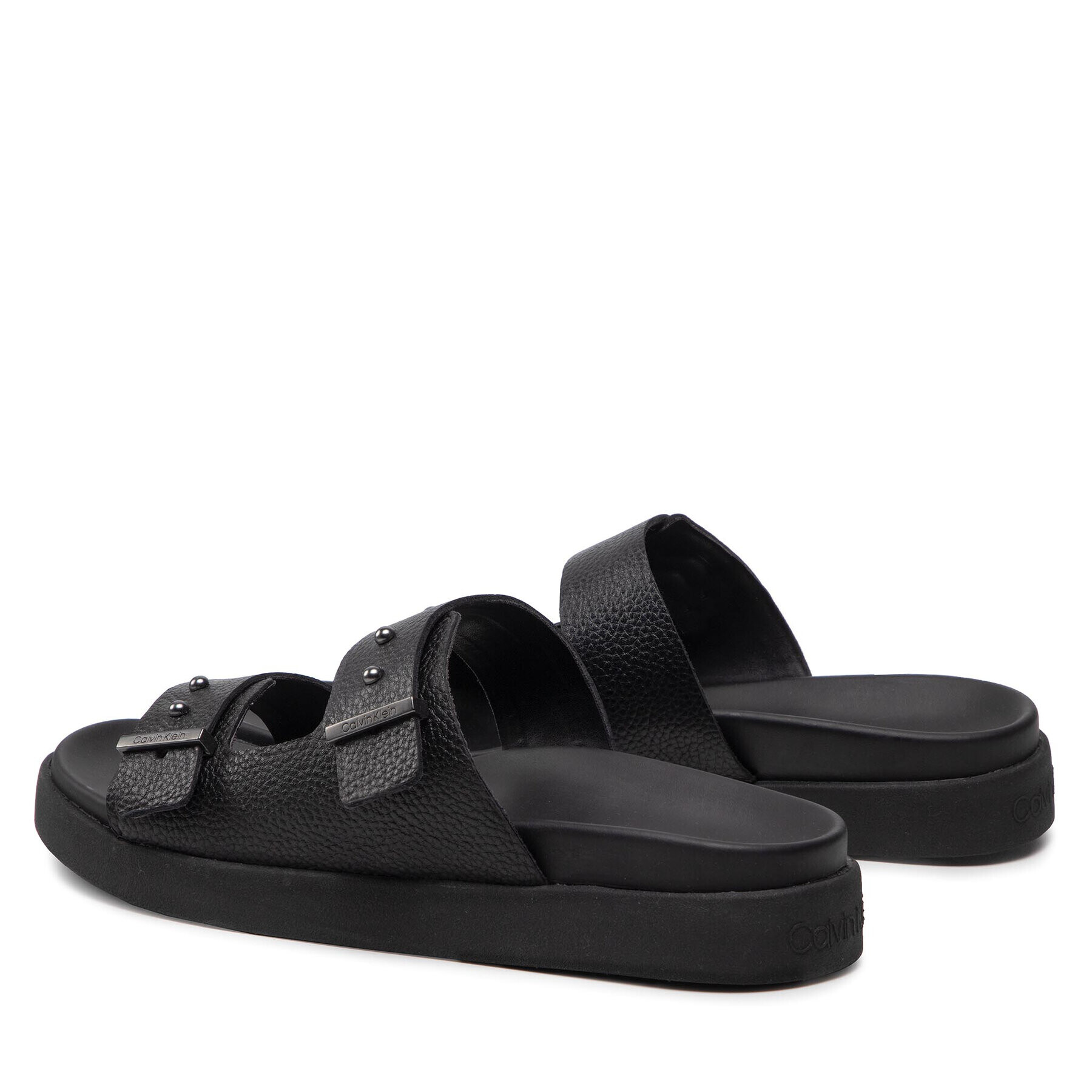 Calvin Klein Чехли Double Strap Sandal Lth HM0HM00467 Черен - Pepit.bg