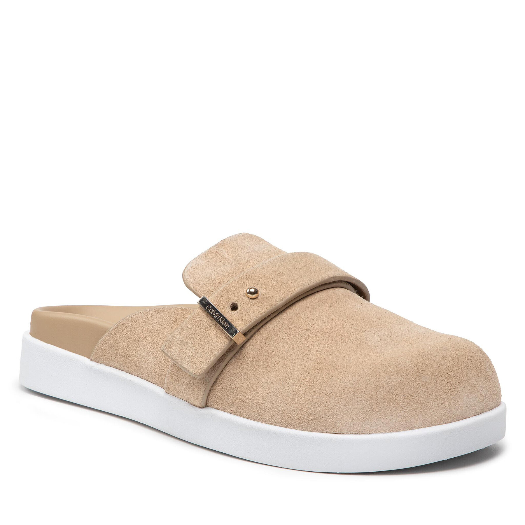 Calvin Klein Чехли Ergonomic Mule W/ Mtl Loop-Su HW0HW01154 Бежов - Pepit.bg