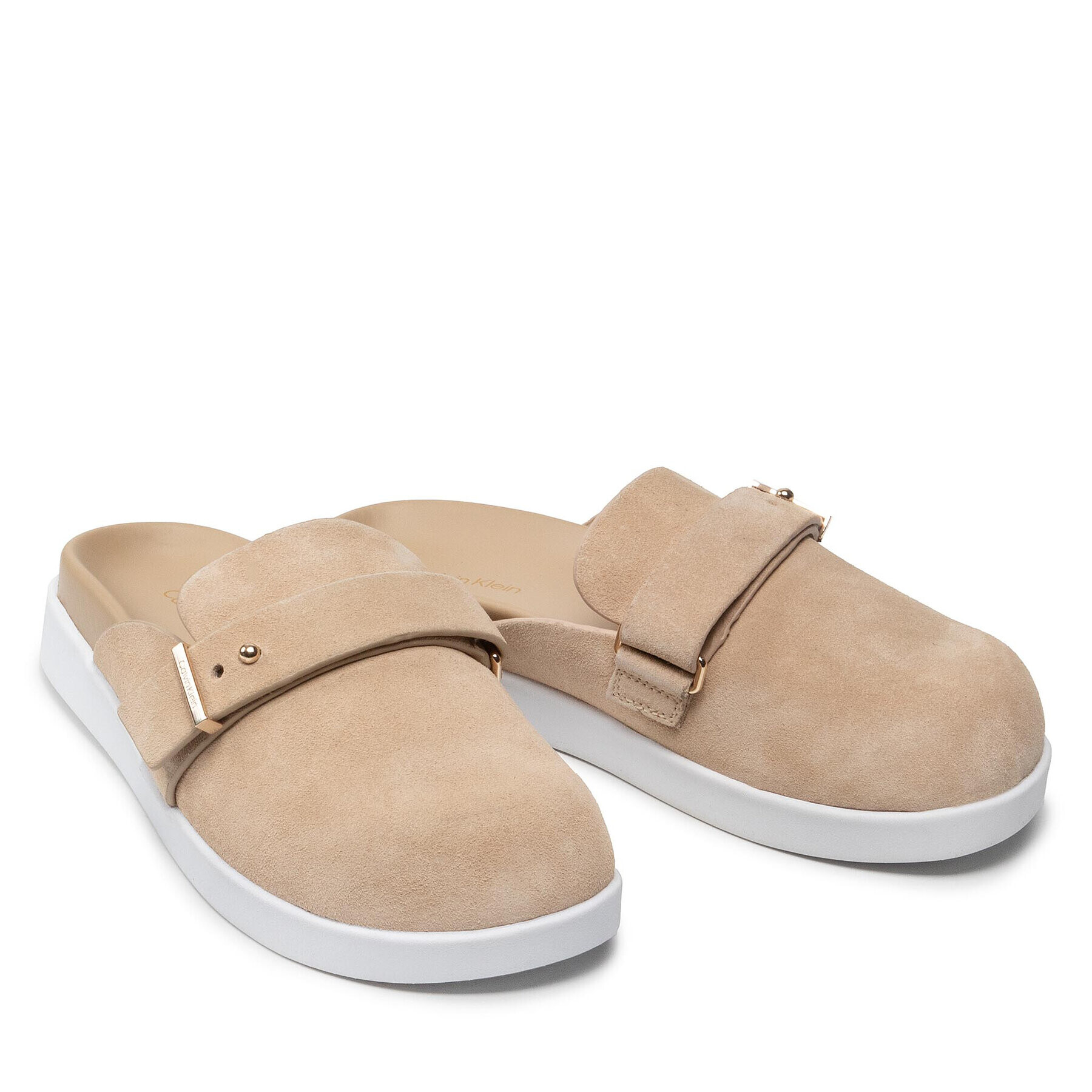 Calvin Klein Чехли Ergonomic Mule W/ Mtl Loop-Su HW0HW01154 Бежов - Pepit.bg