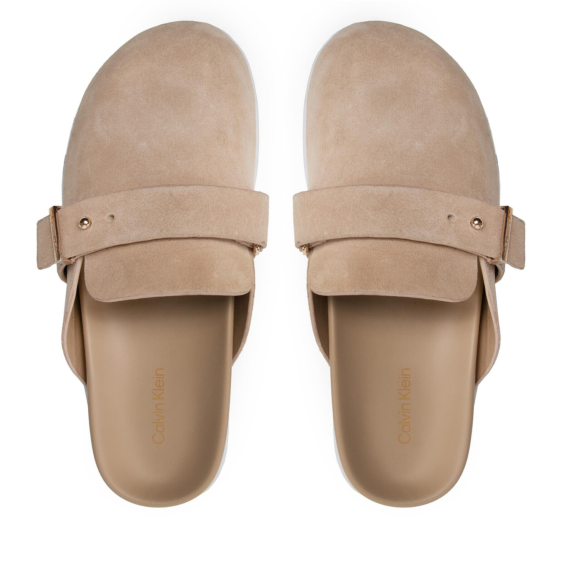 Calvin Klein Чехли Ergonomic Mule W/ Mtl Loop-Su HW0HW01154 Бежов - Pepit.bg