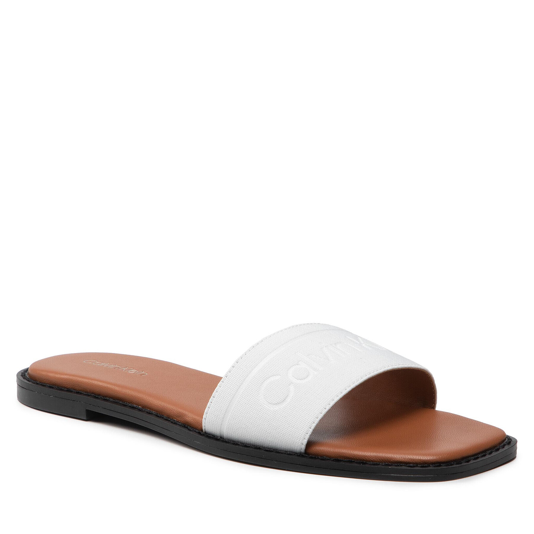 Calvin Klein Чехли Squared Flat Slide He HW0HW00817 Бял - Pepit.bg