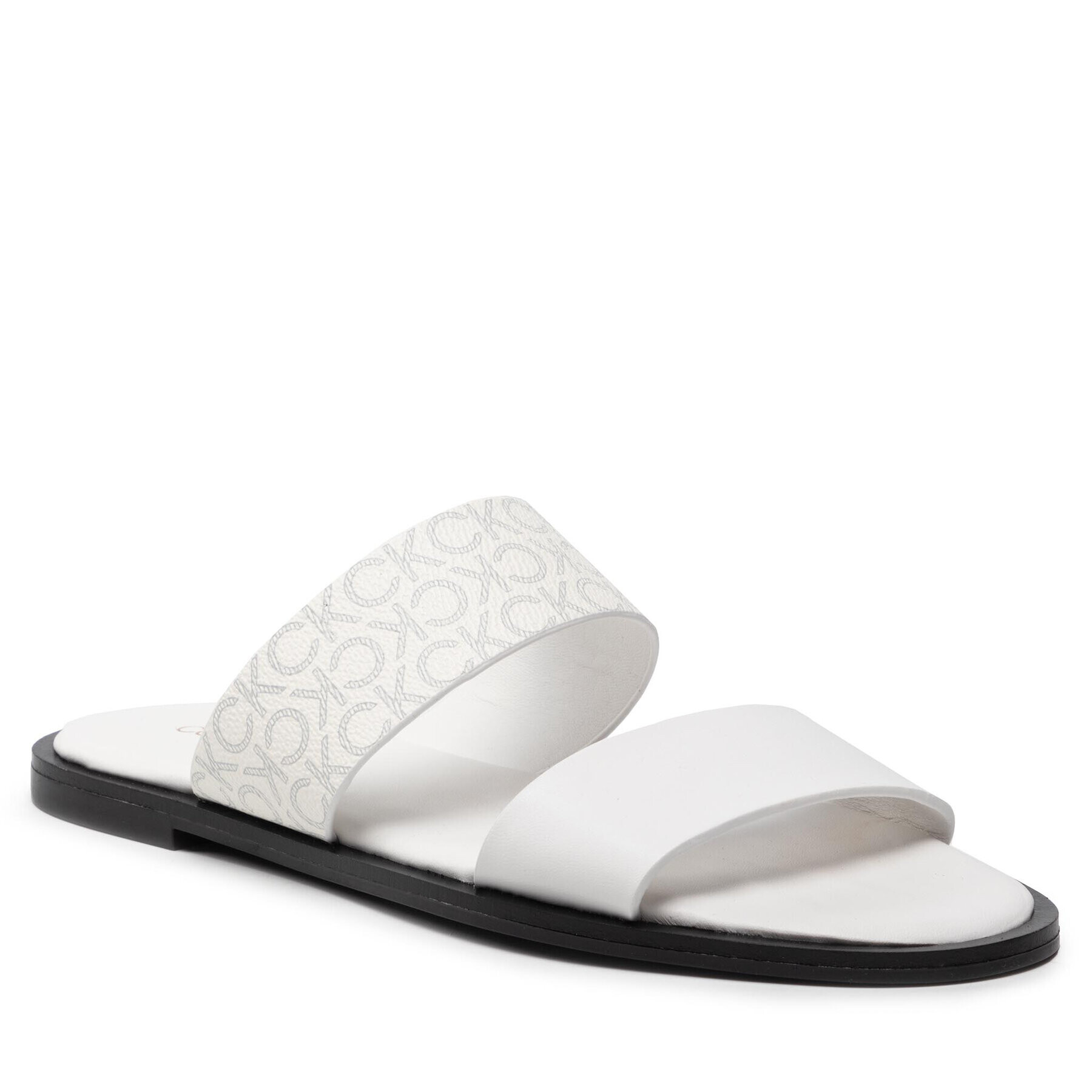 Calvin Klein Чехли Almond Flat 2Bar Slide HW0HW01134 Бял - Pepit.bg