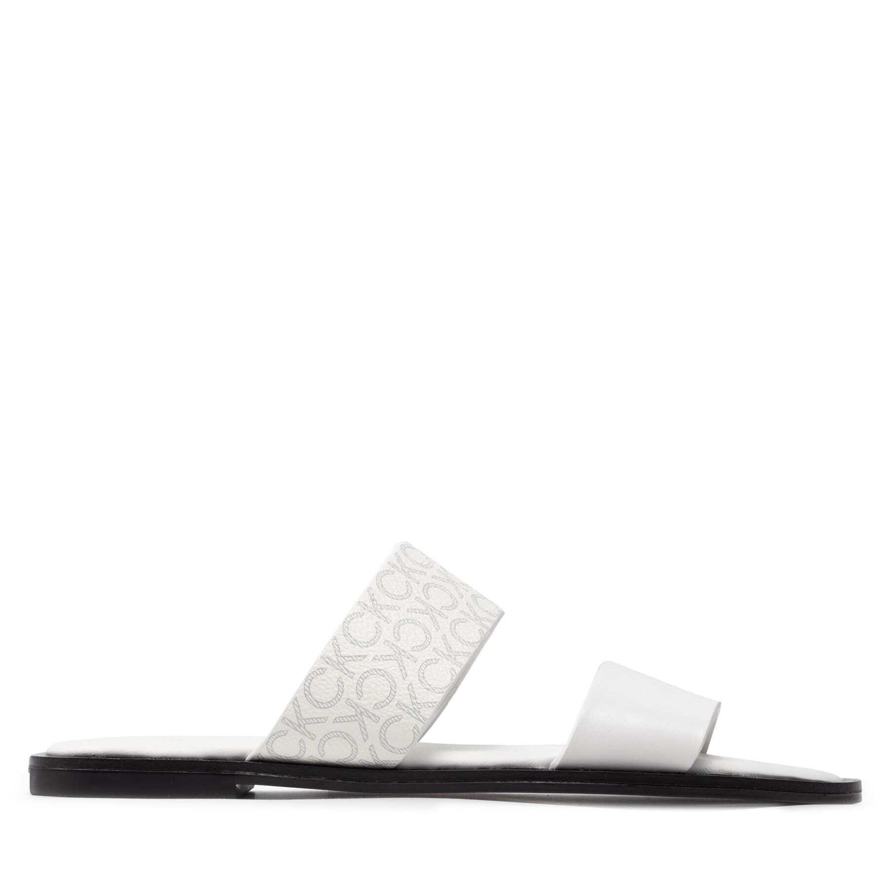 Calvin Klein Чехли Almond Flat 2Bar Slide HW0HW01134 Бял - Pepit.bg