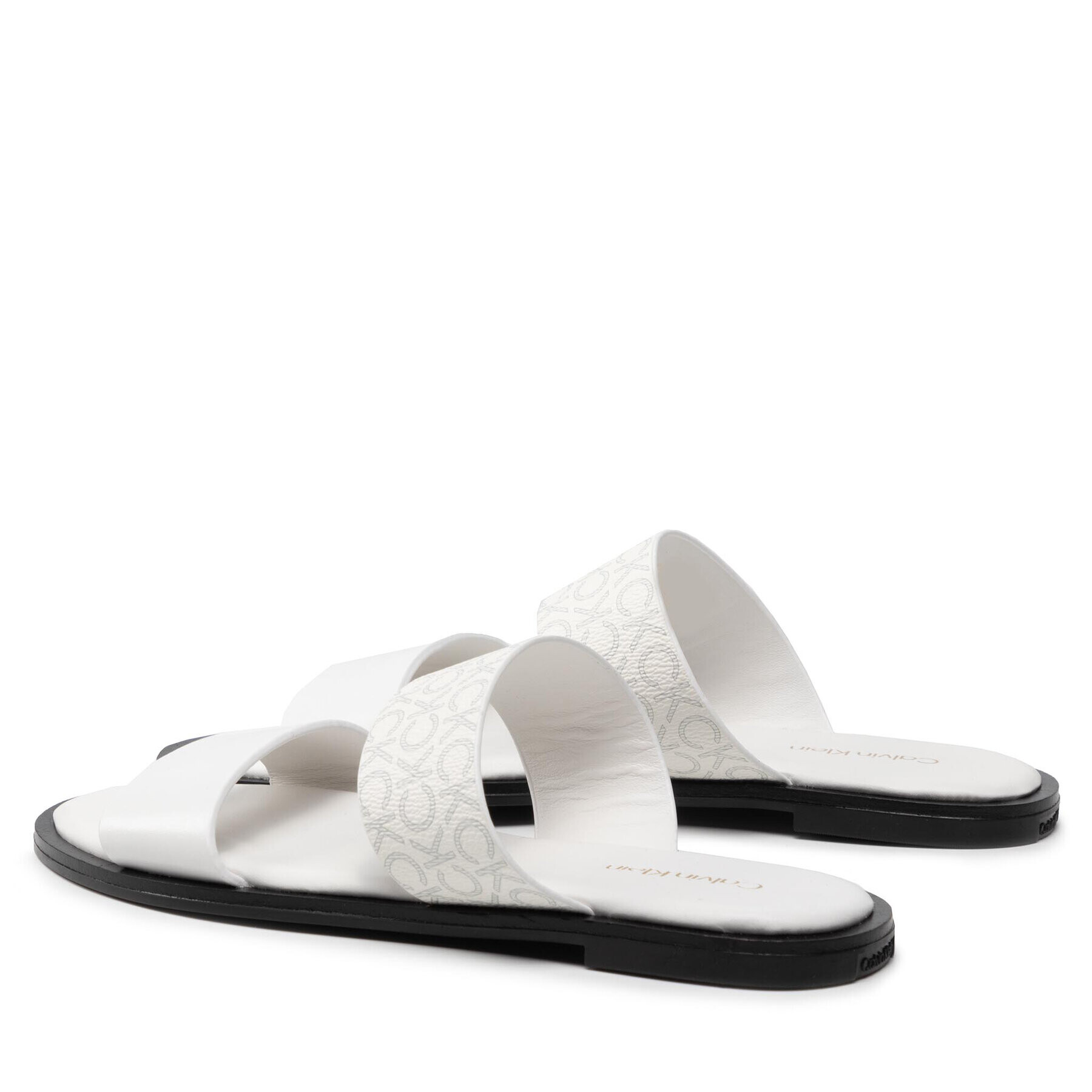 Calvin Klein Чехли Almond Flat 2Bar Slide HW0HW01134 Бял - Pepit.bg