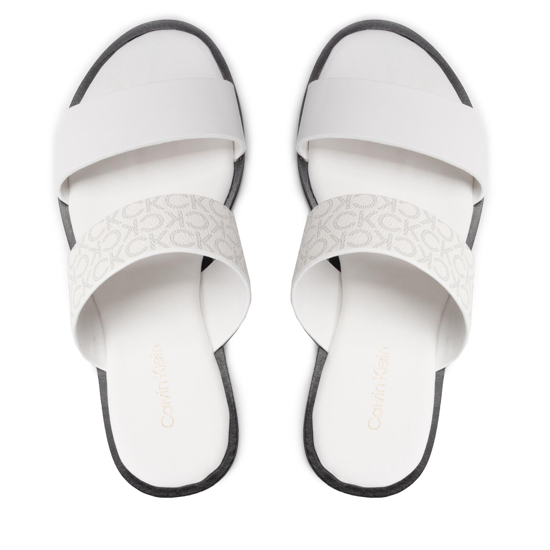 Calvin Klein Чехли Almond Flat 2Bar Slide HW0HW01134 Бял - Pepit.bg
