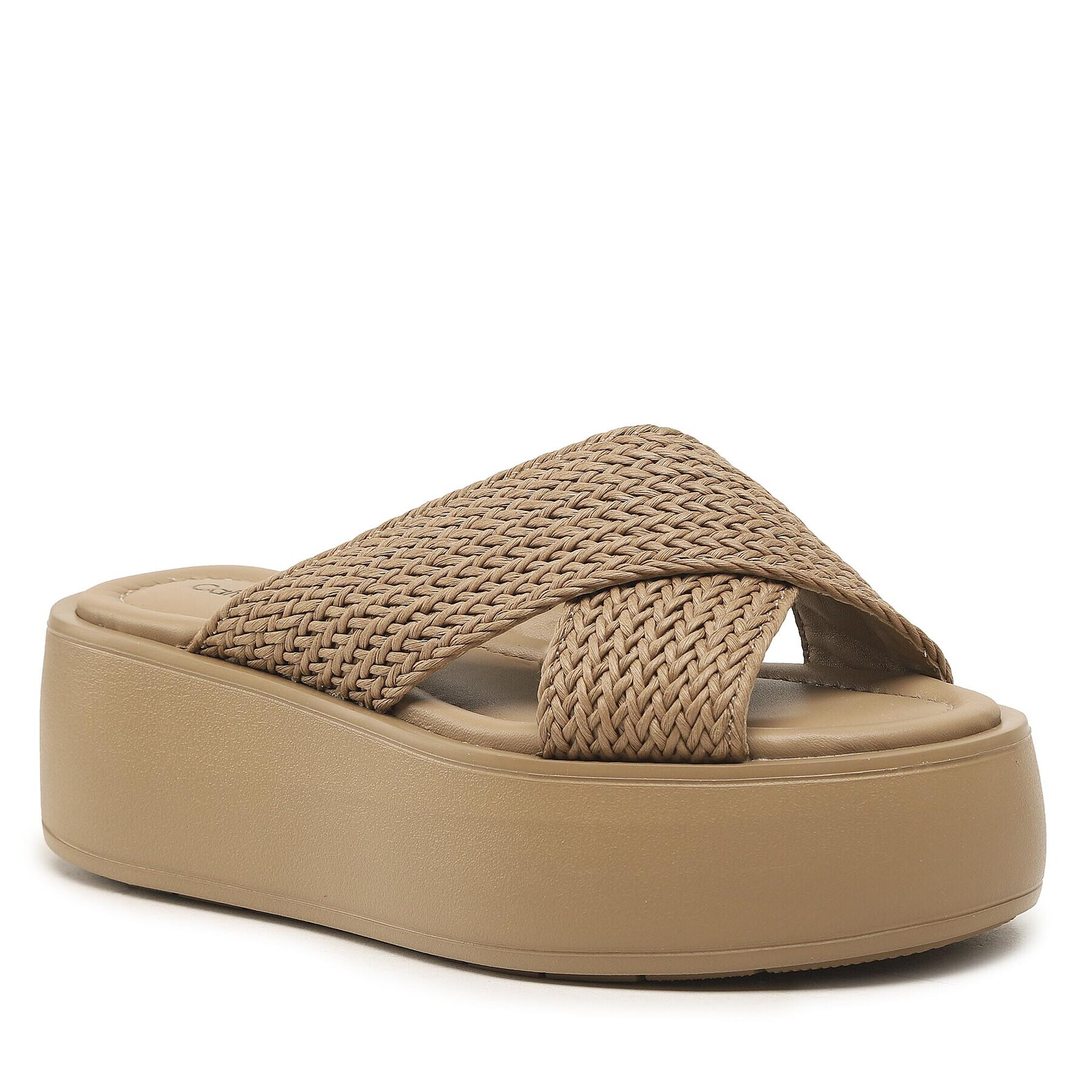 Calvin Klein Чехли Bubble Slide-Woven HW0HW01468 Кафяв - Pepit.bg