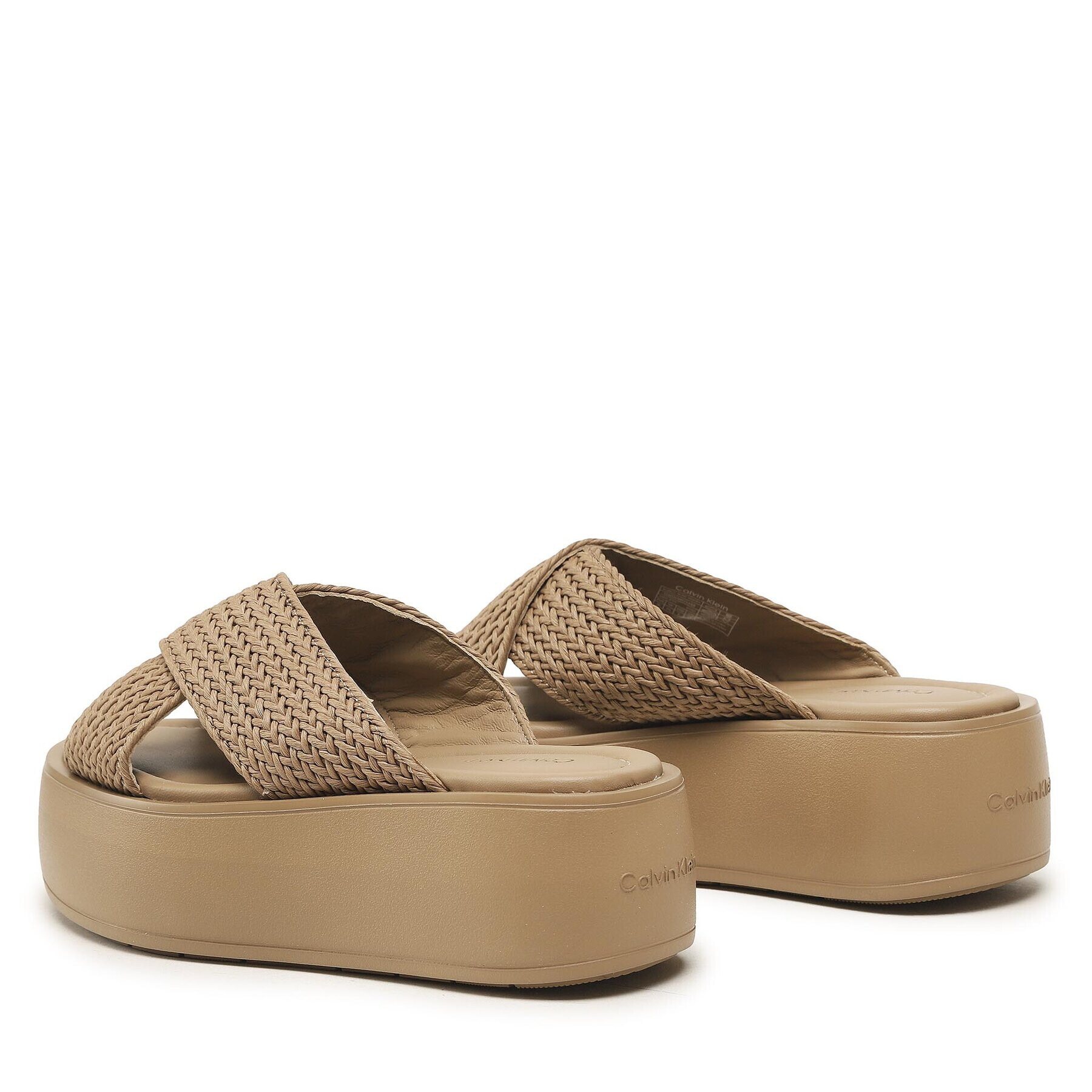 Calvin Klein Чехли Bubble Slide-Woven HW0HW01468 Кафяв - Pepit.bg