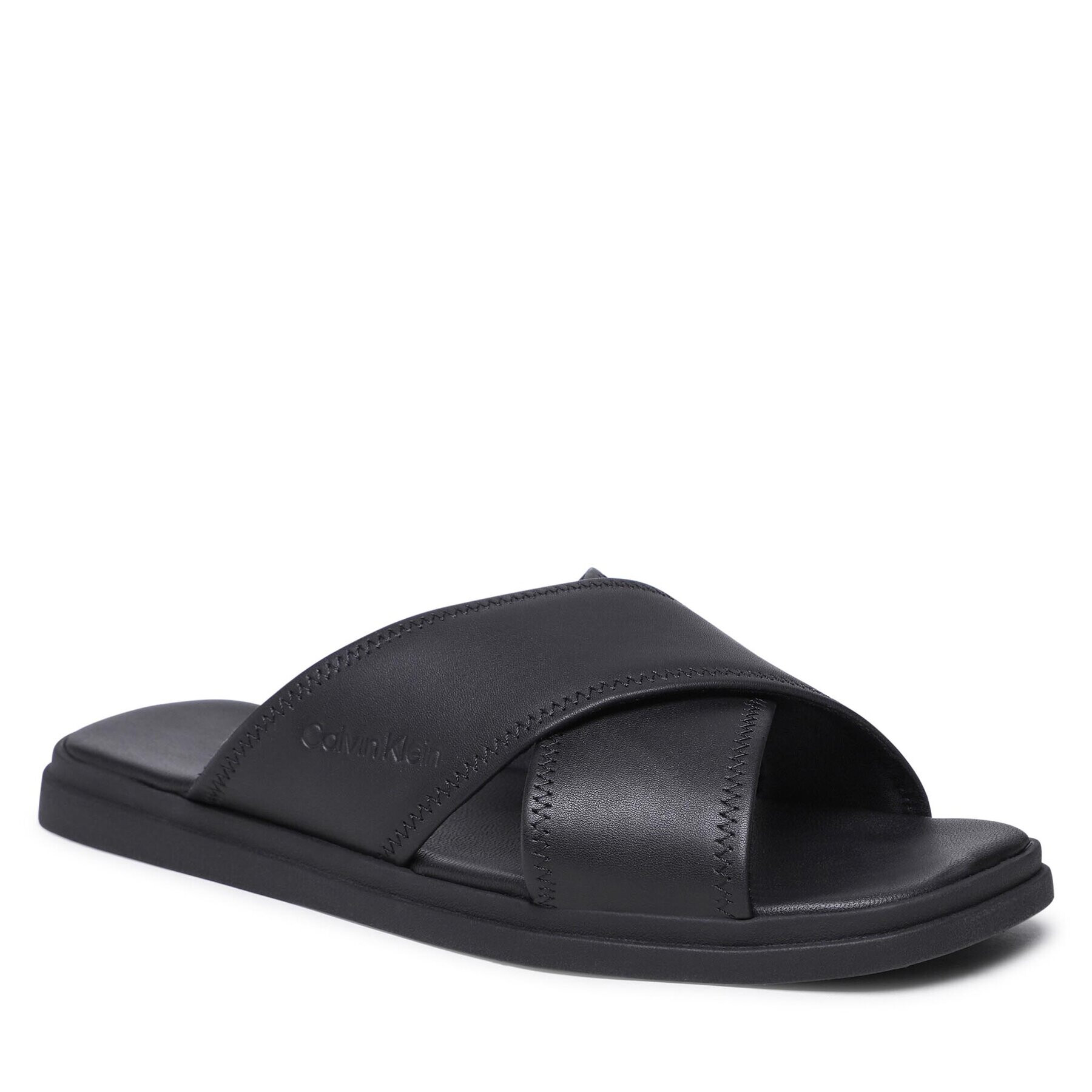 Calvin Klein Чехли Criss Cross Sandal Lth HM0HM00950 Черен - Pepit.bg