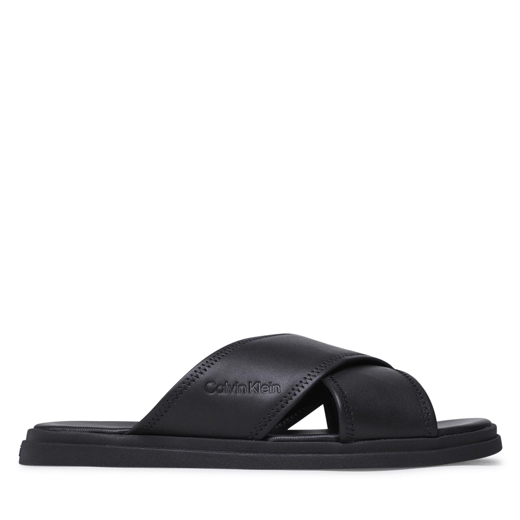 Calvin Klein Чехли Criss Cross Sandal Lth HM0HM00950 Черен - Pepit.bg