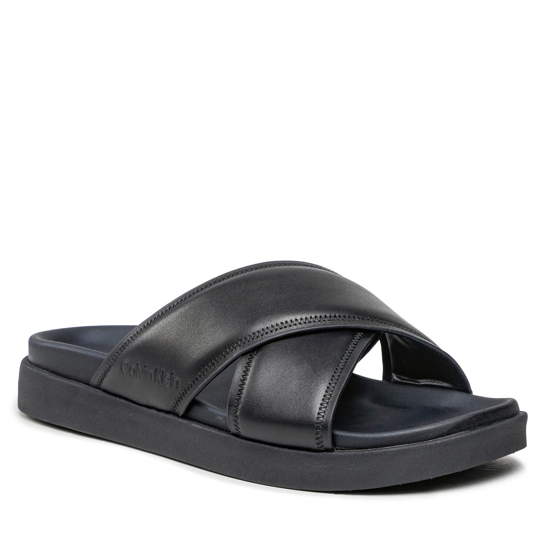 Calvin Klein Чехли Criss Cross Sandal Lth HM0HM01069 Черен - Pepit.bg