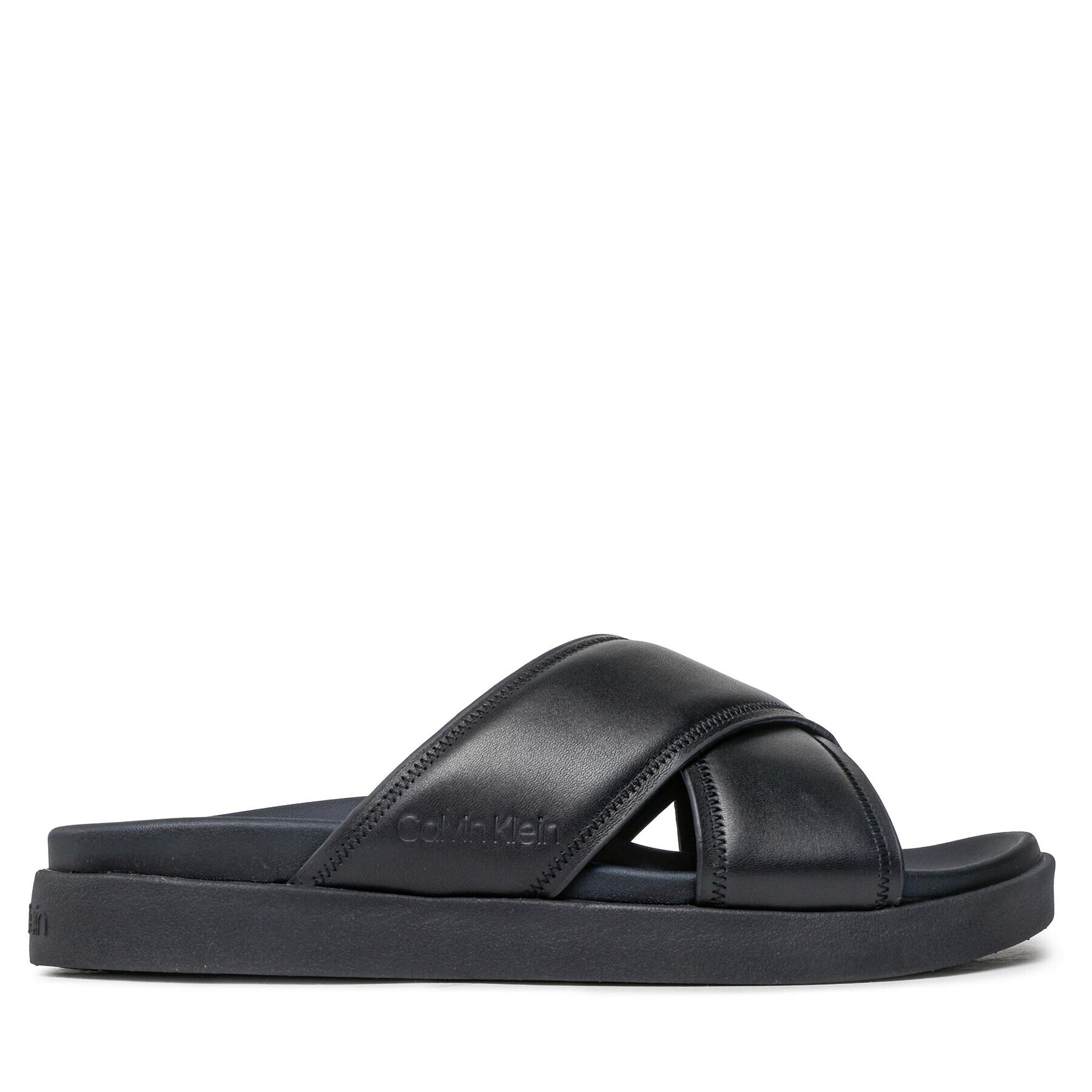 Calvin Klein Чехли Criss Cross Sandal Lth HM0HM01069 Черен - Pepit.bg
