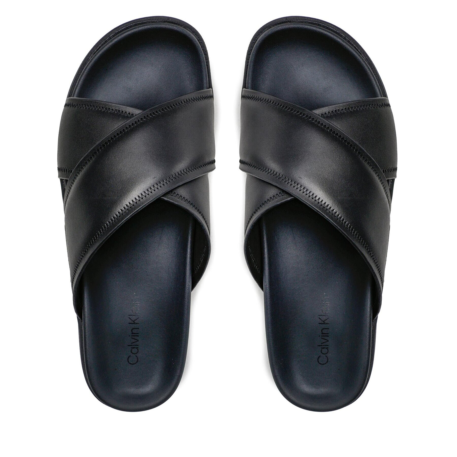 Calvin Klein Чехли Criss Cross Sandal Lth HM0HM01069 Черен - Pepit.bg