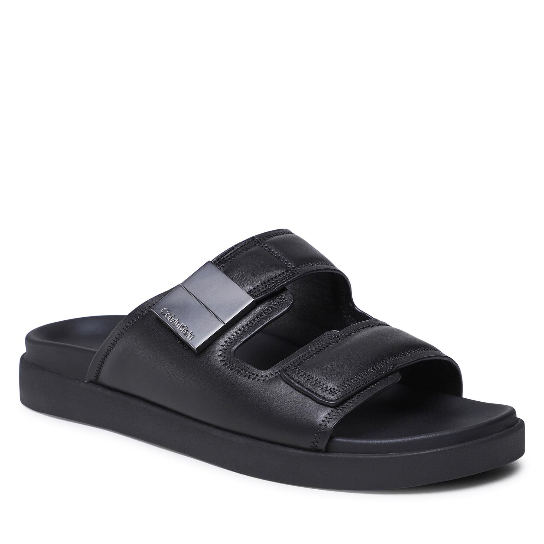 Calvin Klein Чехли Double Strap Sandal HM0HM00945 Черен - Pepit.bg