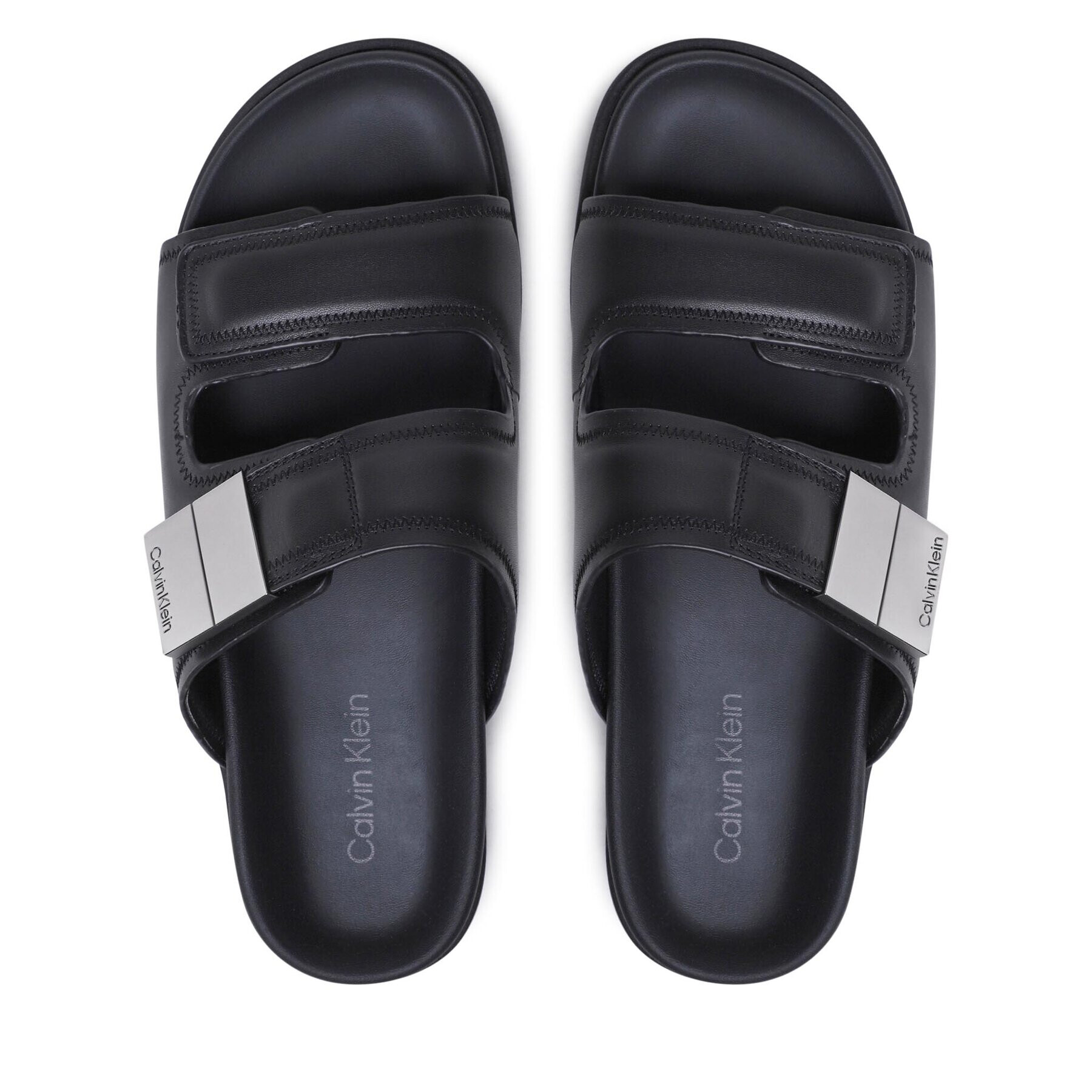 Calvin Klein Чехли Double Strap Sandal HM0HM00945 Черен - Pepit.bg