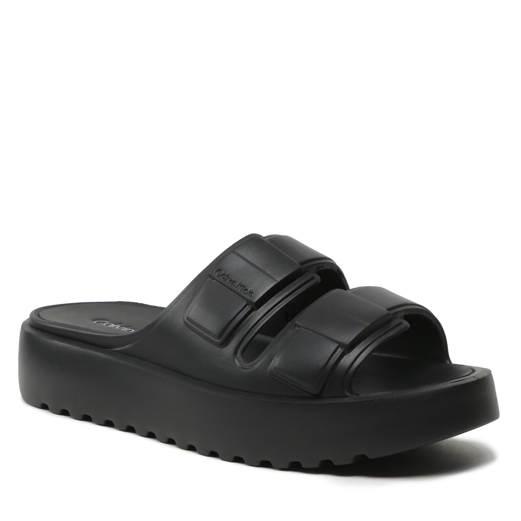 Calvin Klein Чехли Double Strap Slipper HM0HM00967 Черен - Pepit.bg