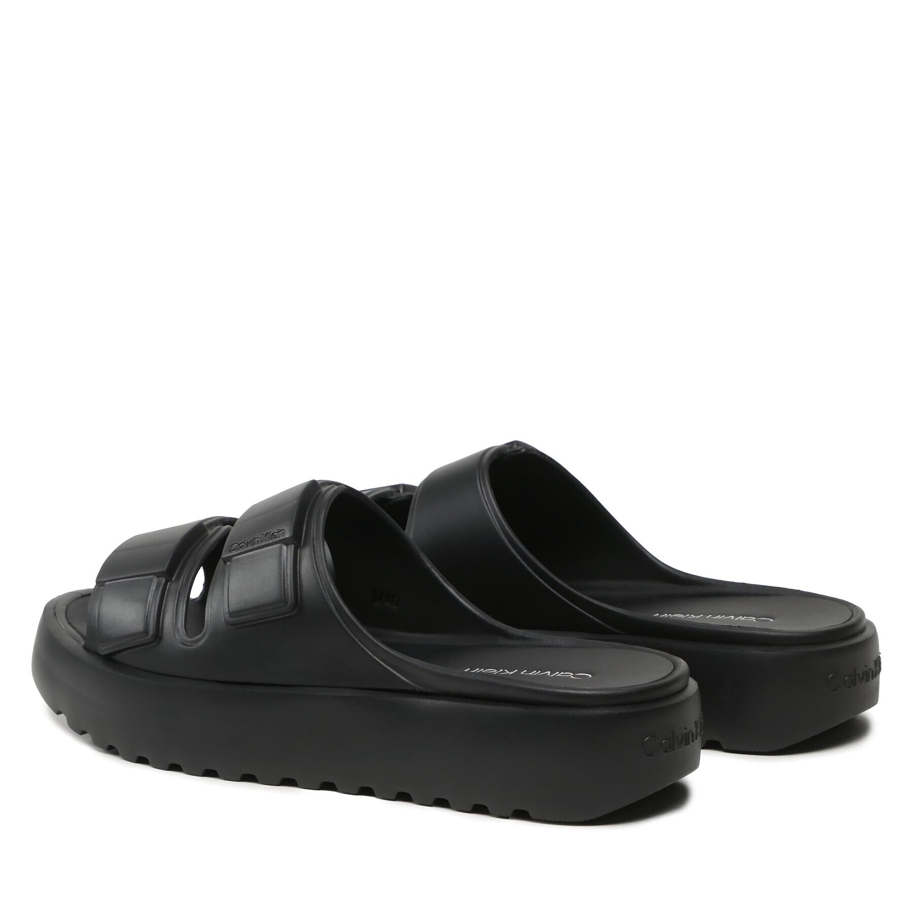 Calvin Klein Чехли Double Strap Slipper HM0HM00967 Черен - Pepit.bg