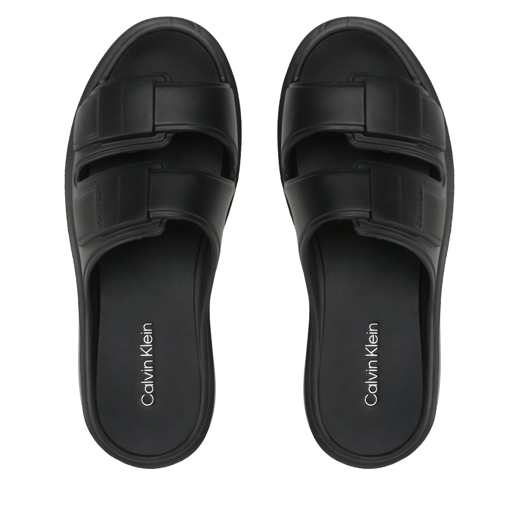 Calvin Klein Чехли Double Strap Slipper HM0HM00967 Черен - Pepit.bg
