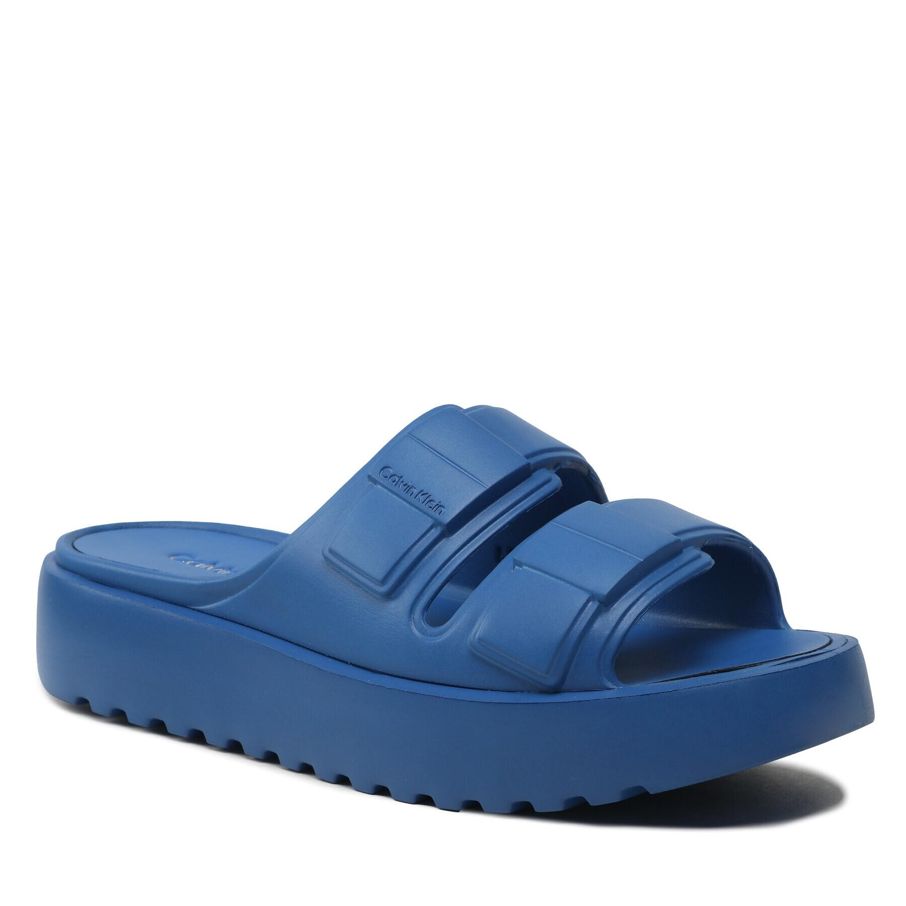 Calvin Klein Чехли Double Strap Slipper HM0HM00967 Син - Pepit.bg