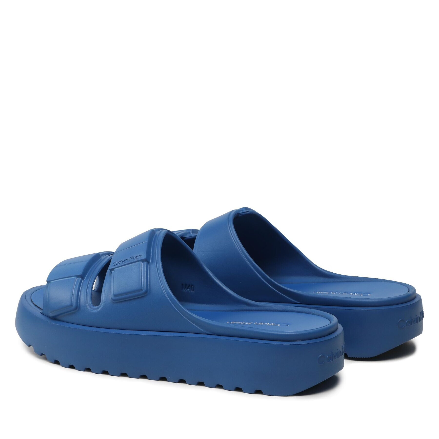 Calvin Klein Чехли Double Strap Slipper HM0HM00967 Син - Pepit.bg