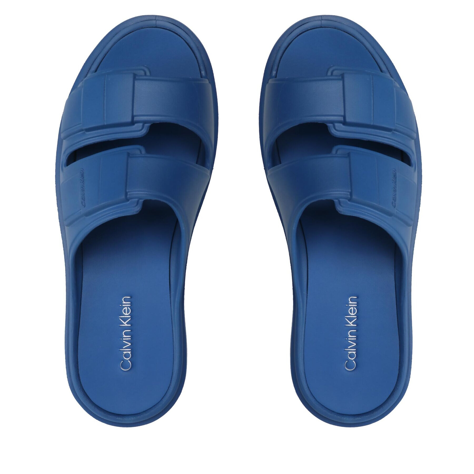 Calvin Klein Чехли Double Strap Slipper HM0HM00967 Син - Pepit.bg