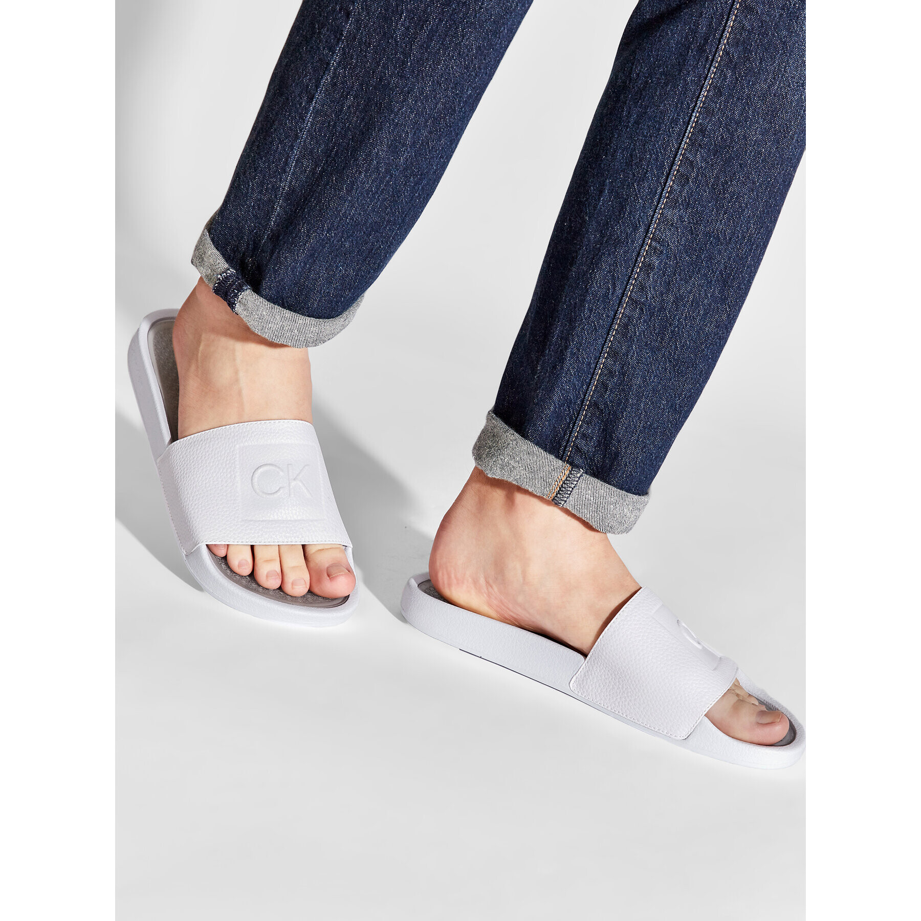 Calvin Klein Чехли Pool Slide Ergonomic HM0HM00651 Бял - Pepit.bg