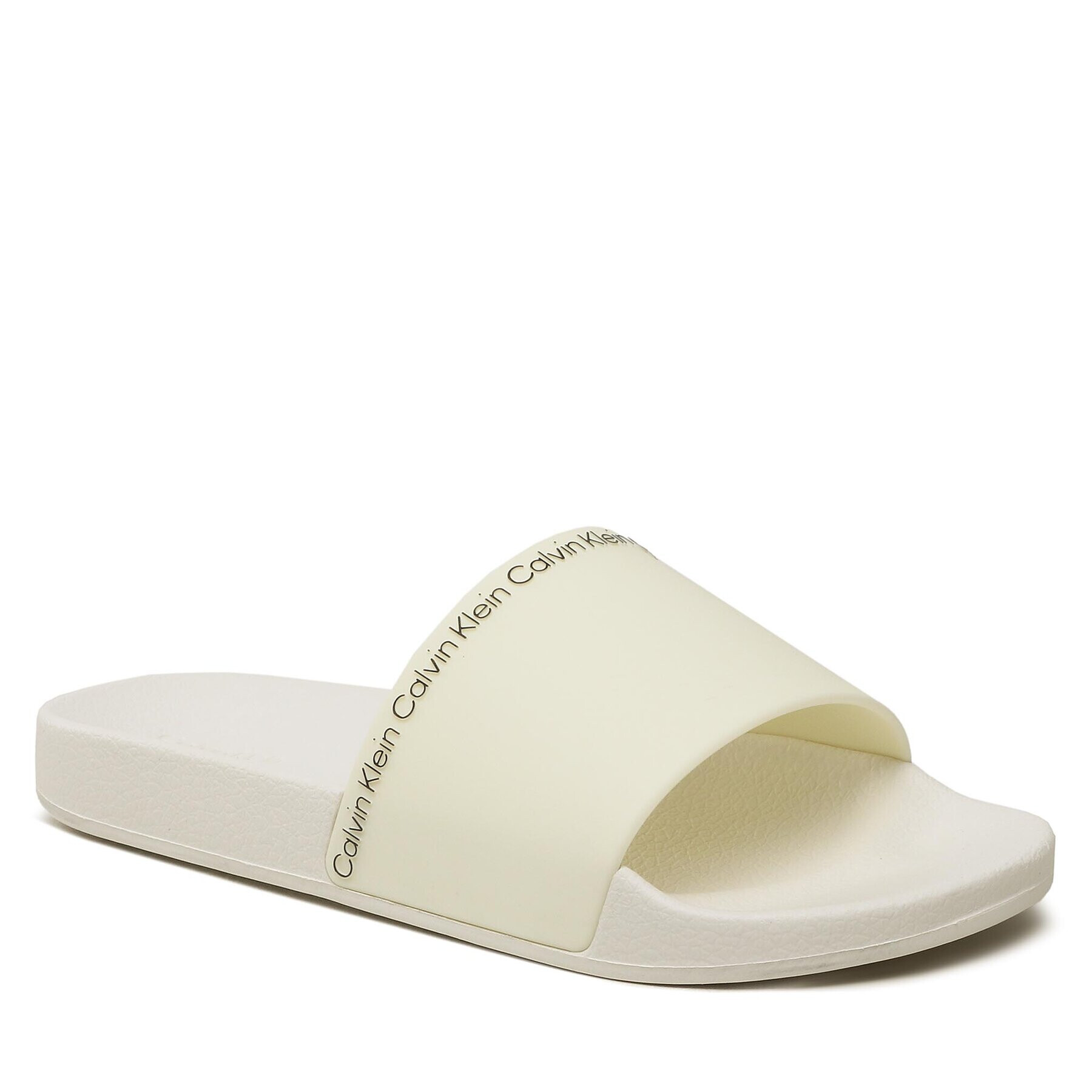 Calvin Klein Чехли Rubber Pool Slide HW0HW01526 Екрю - Pepit.bg